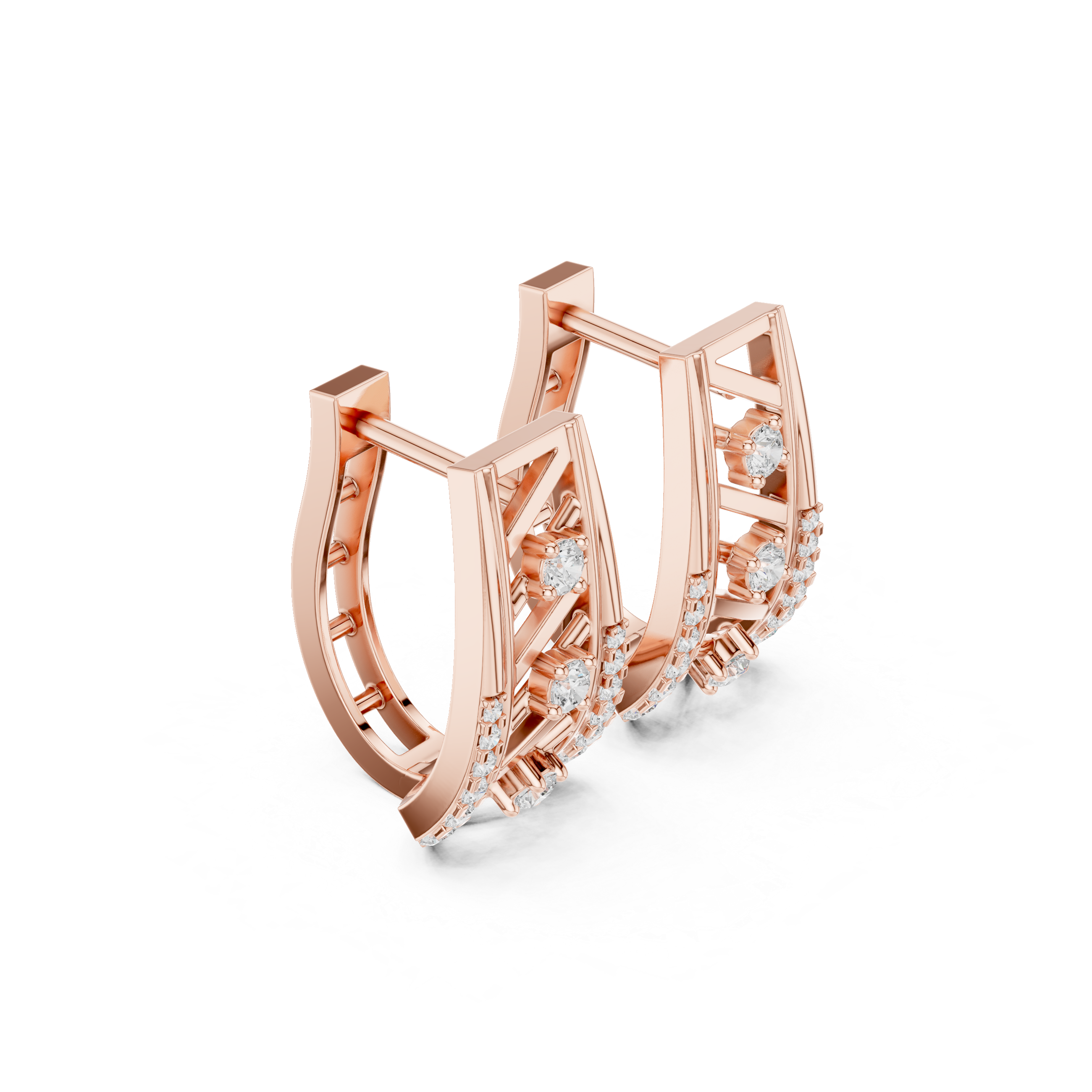 حلقان متدلية بتصميم أرت ديكو من الألماس in Rose Gold - VYKA Diamonds