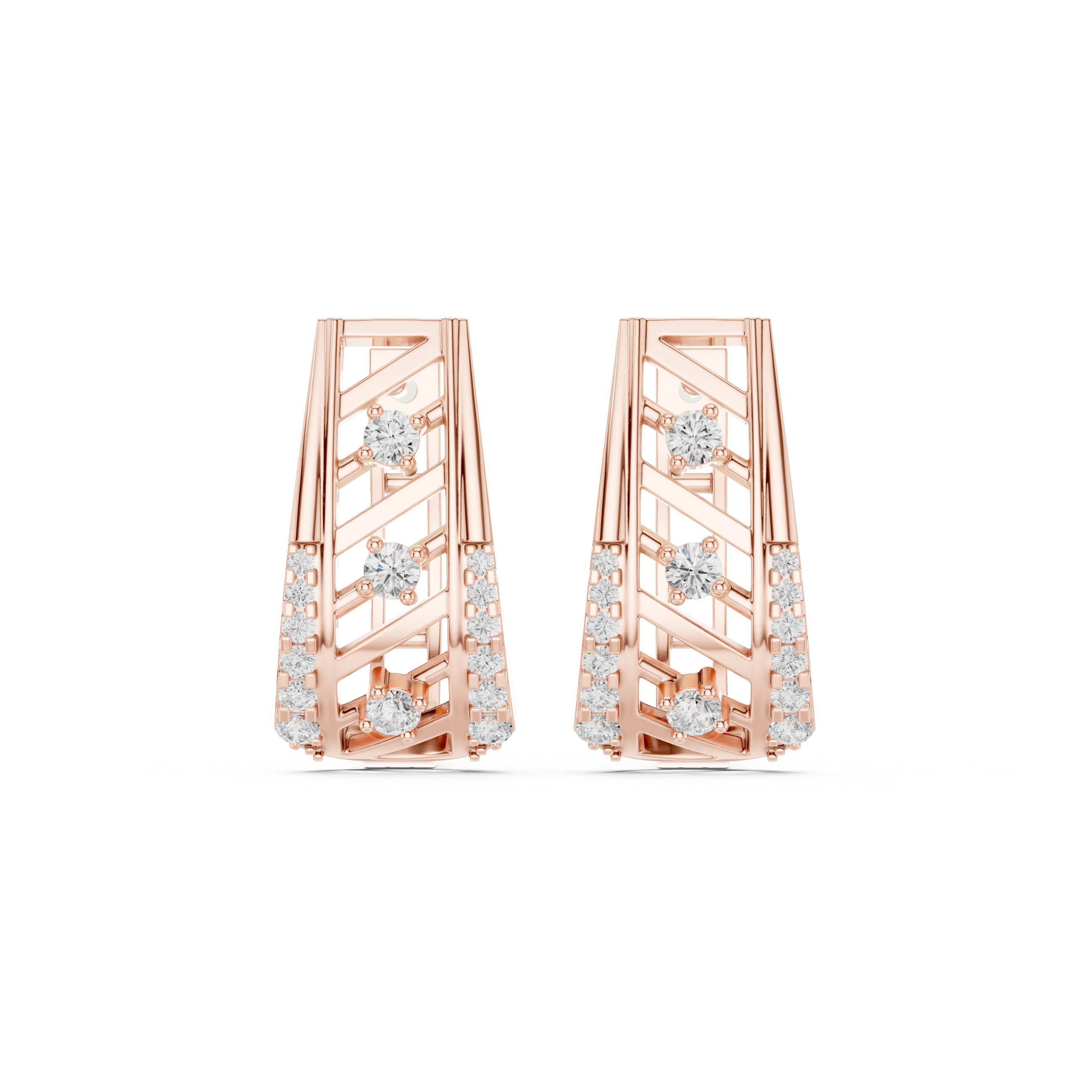 حلقان متدلية بتصميم أرت ديكو من الألماس in Rose Gold - VYKA Diamonds