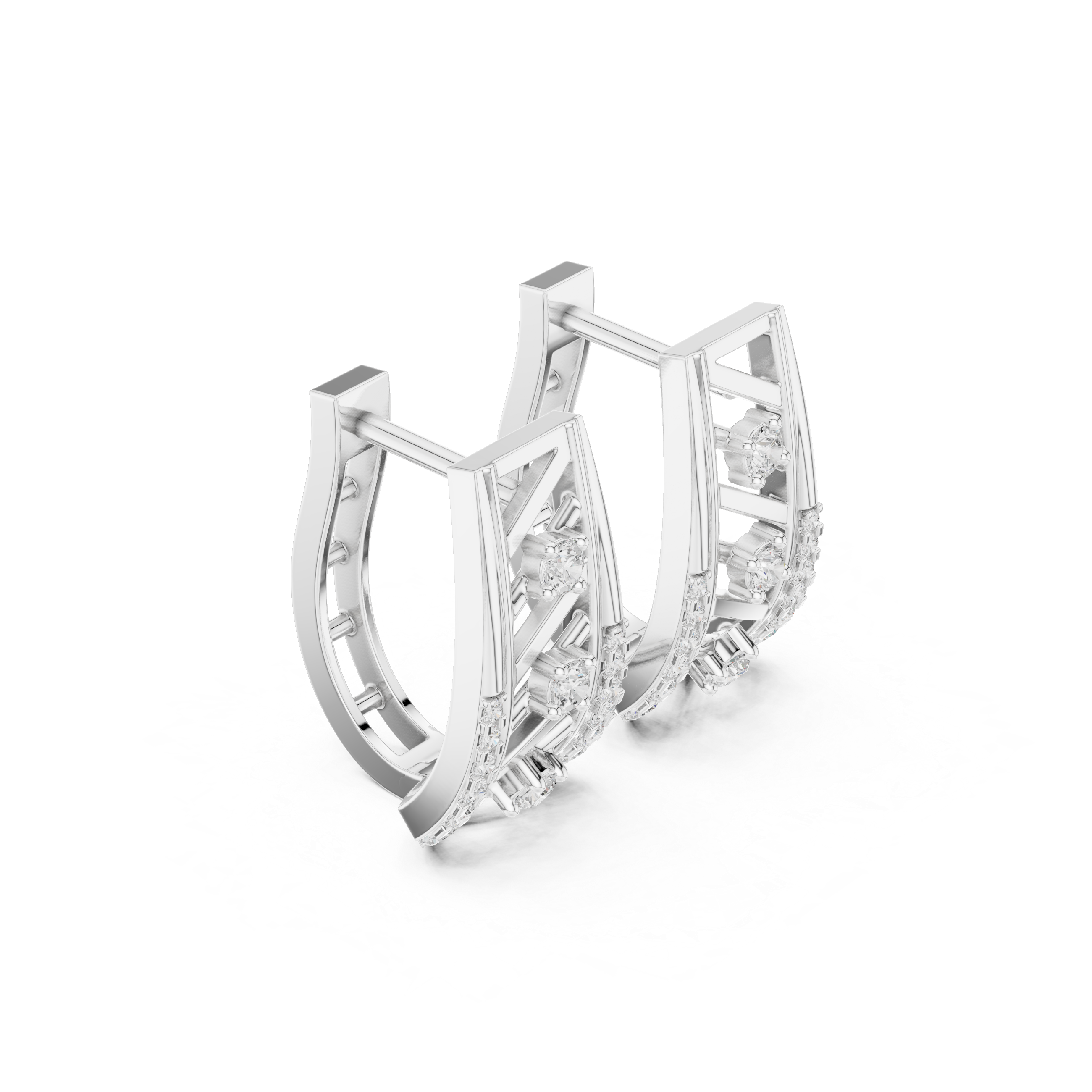 حلقان متدلية بتصميم أرت ديكو من الألماس in White Gold - VYKA Diamonds