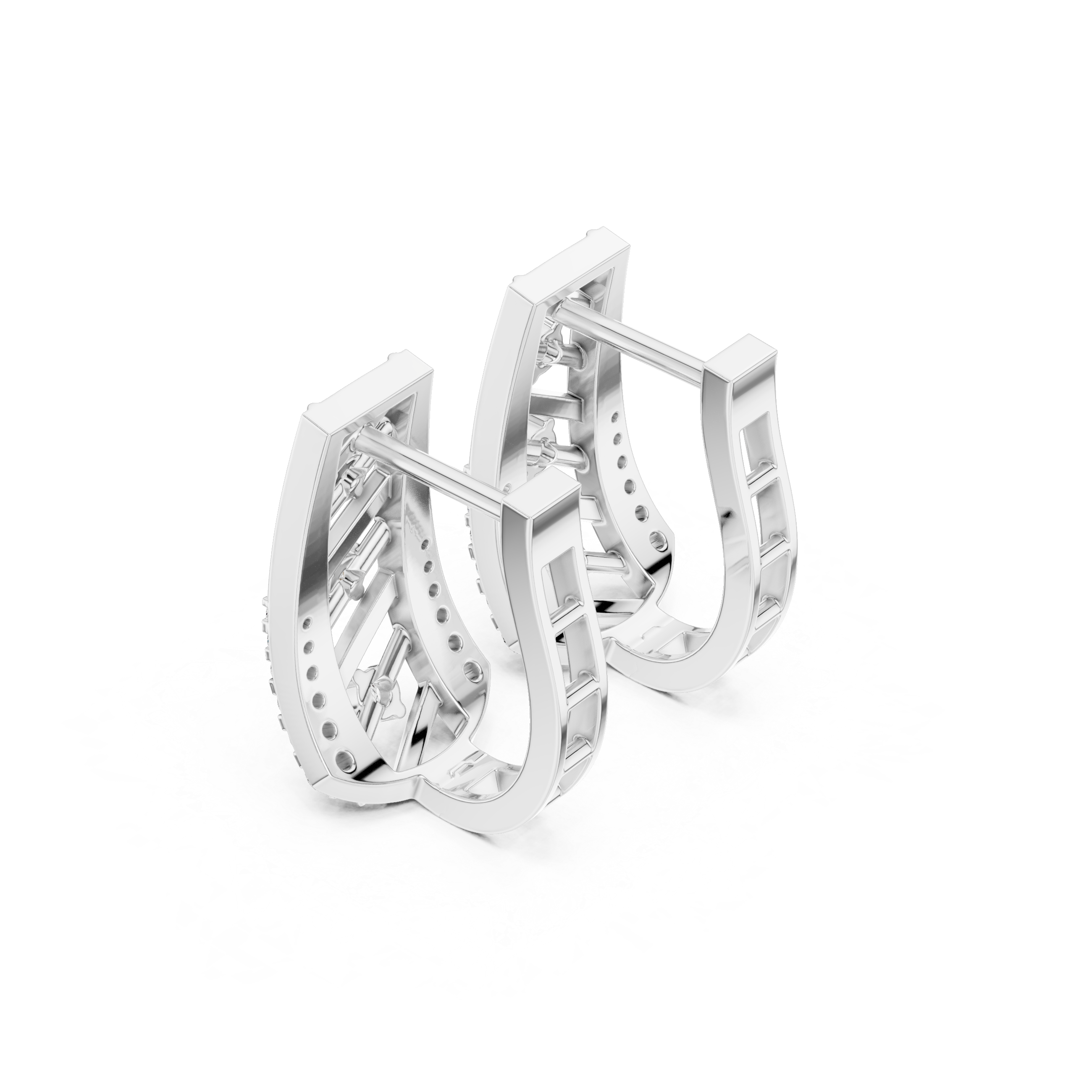 حلقان متدلية بتصميم أرت ديكو من الألماس in White Gold - VYKA Diamonds