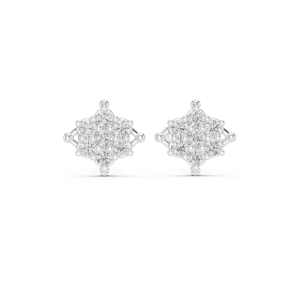 Rhombus Cluster Diamond Stud Earrings