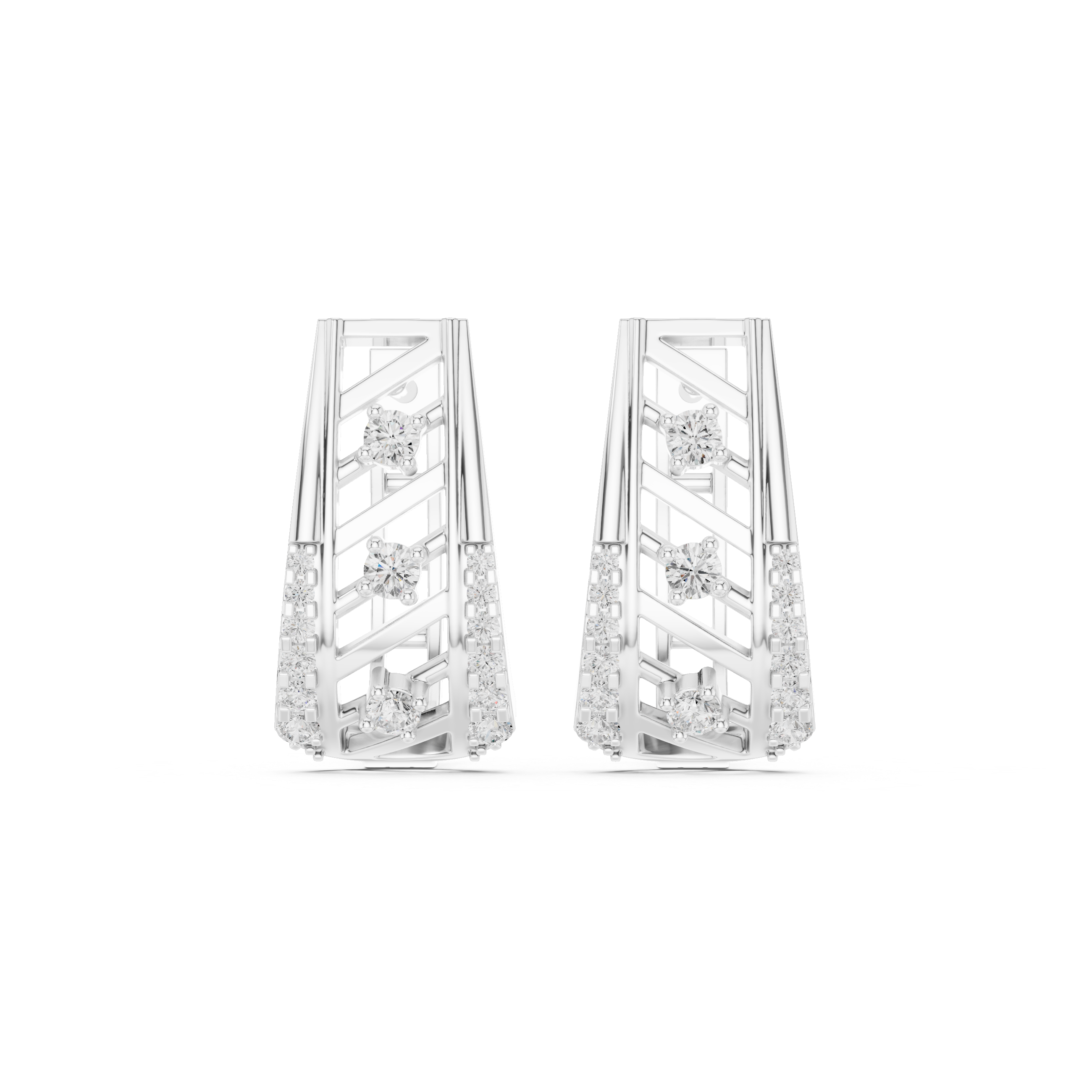 حلقان متدلية بتصميم أرت ديكو من الألماس in White Gold - VYKA Diamonds