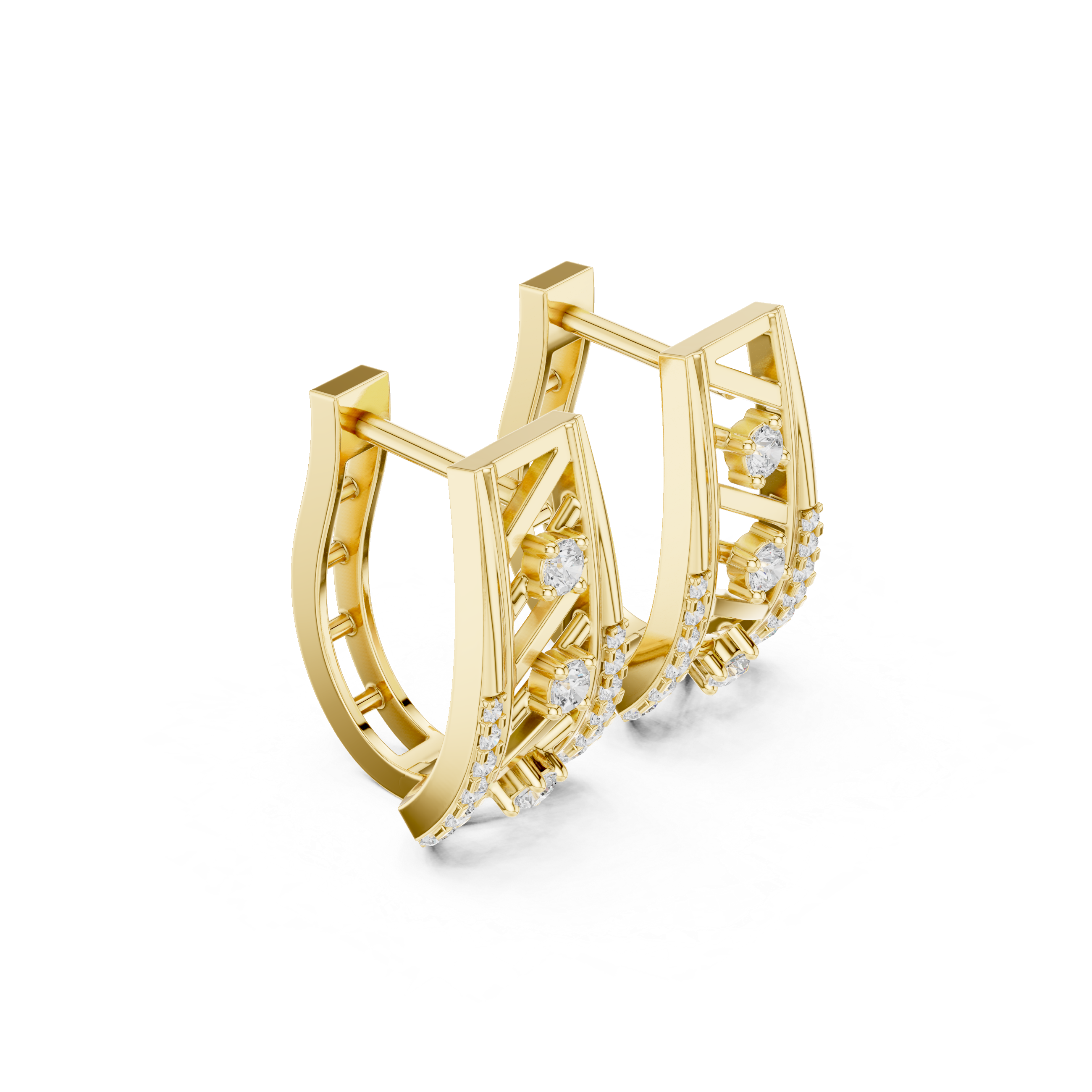 حلقان متدلية بتصميم أرت ديكو من الألماس in Yellow Gold - VYKA Diamonds