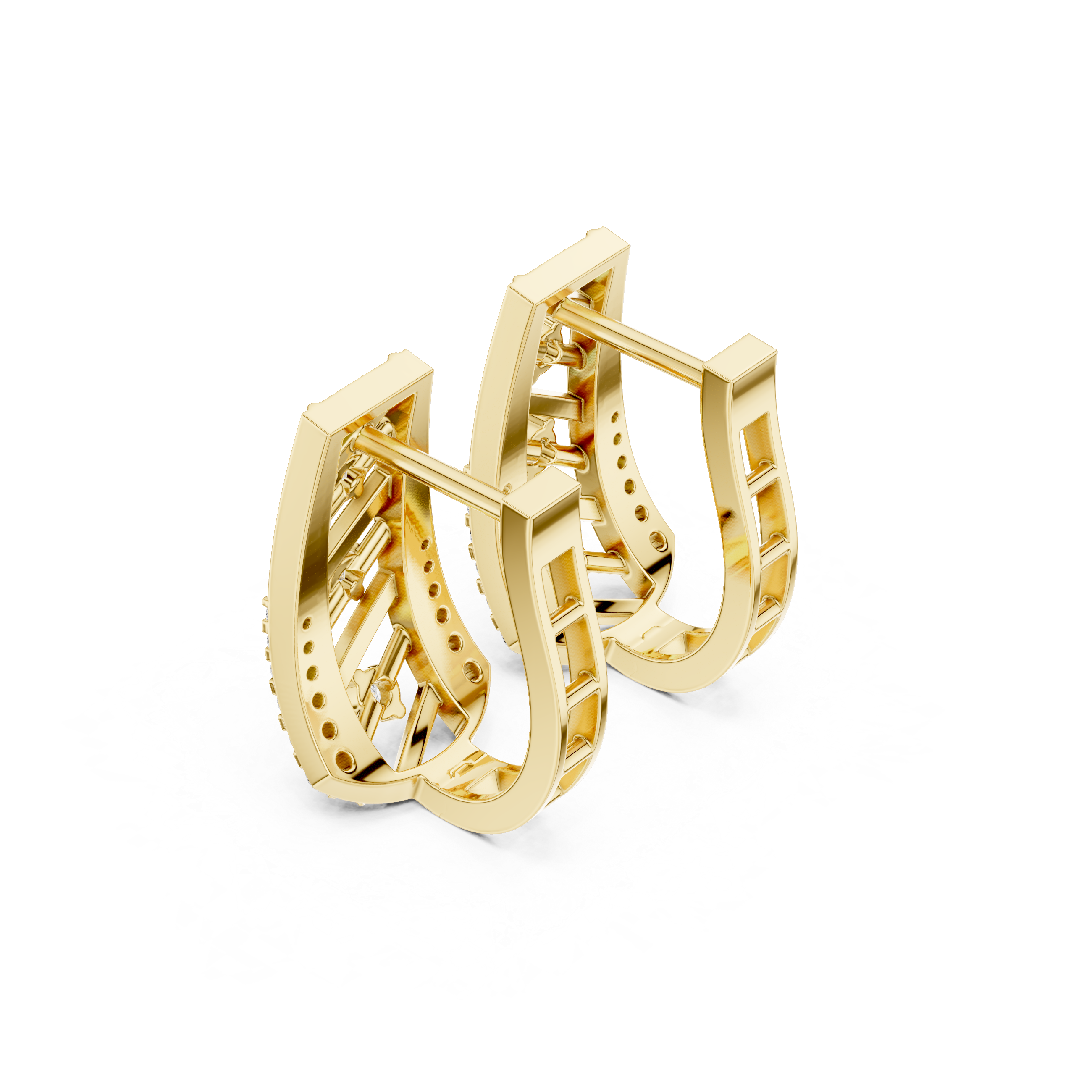 حلقان متدلية بتصميم أرت ديكو من الألماس in Yellow Gold - VYKA Diamonds