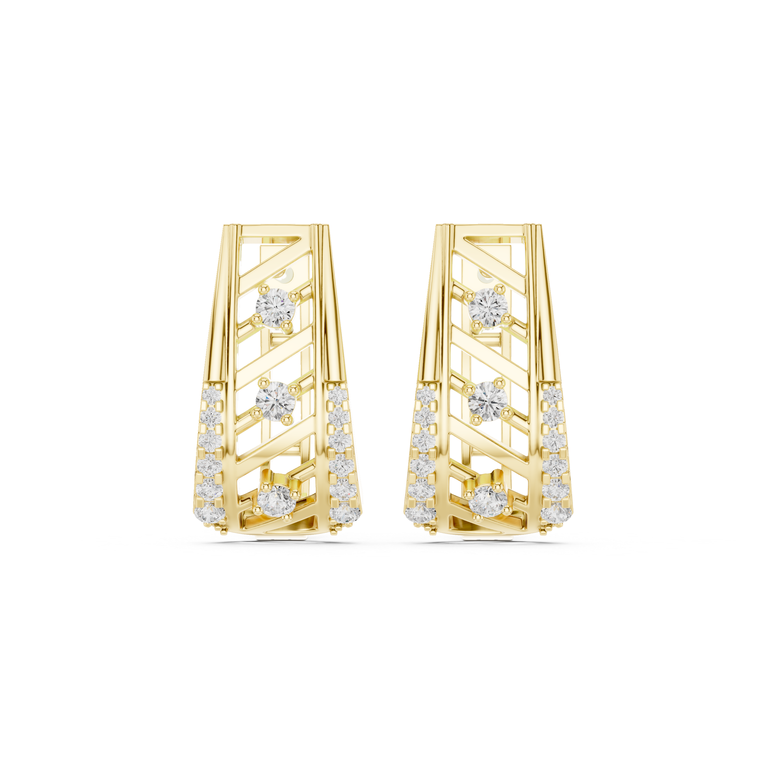 حلقان متدلية بتصميم أرت ديكو من الألماس in Yellow Gold - VYKA Diamonds