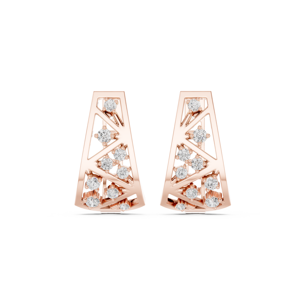 Hexagonal Lattice Diamond Hoop Earrings