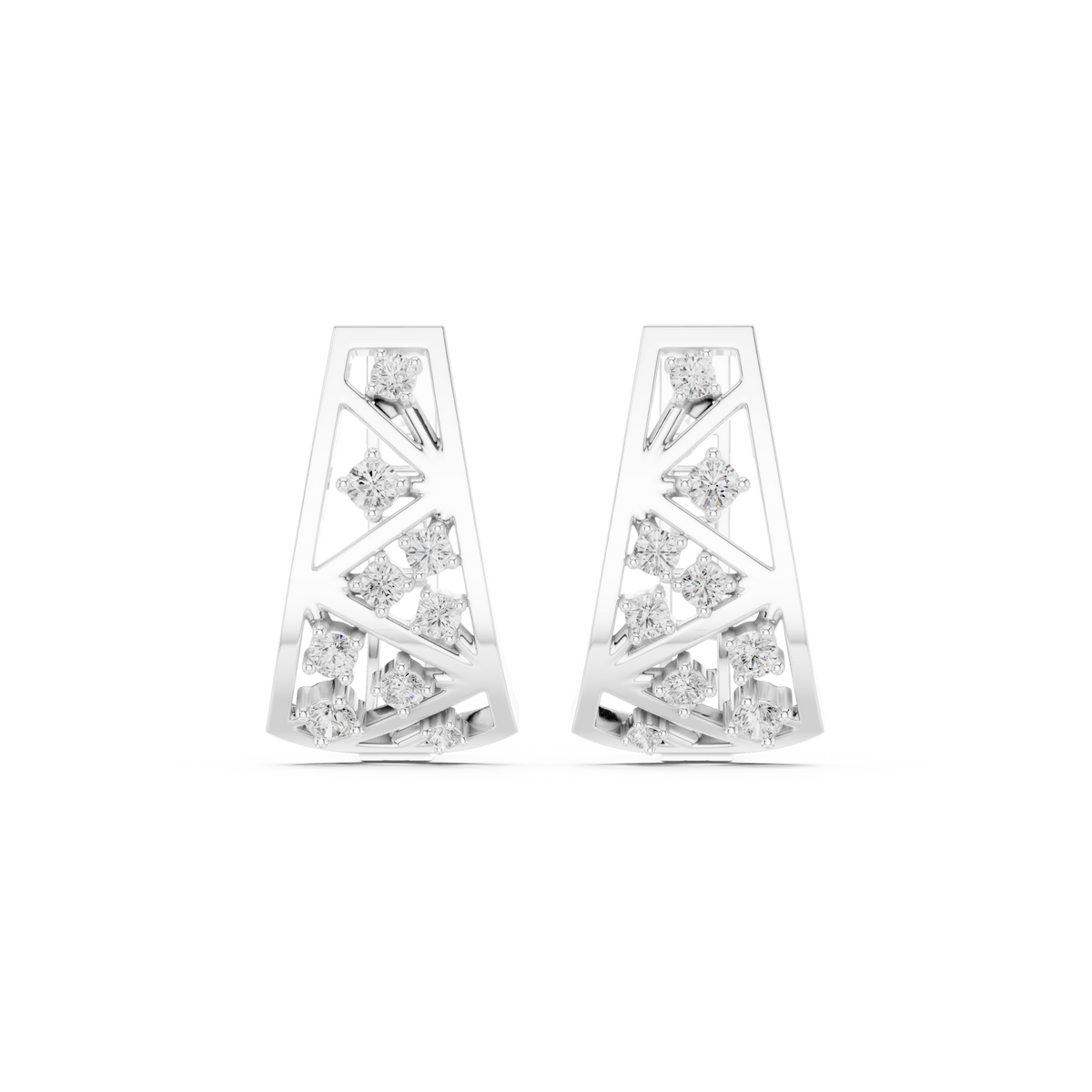 Hexagonal Lattice Diamond Hoop Earrings