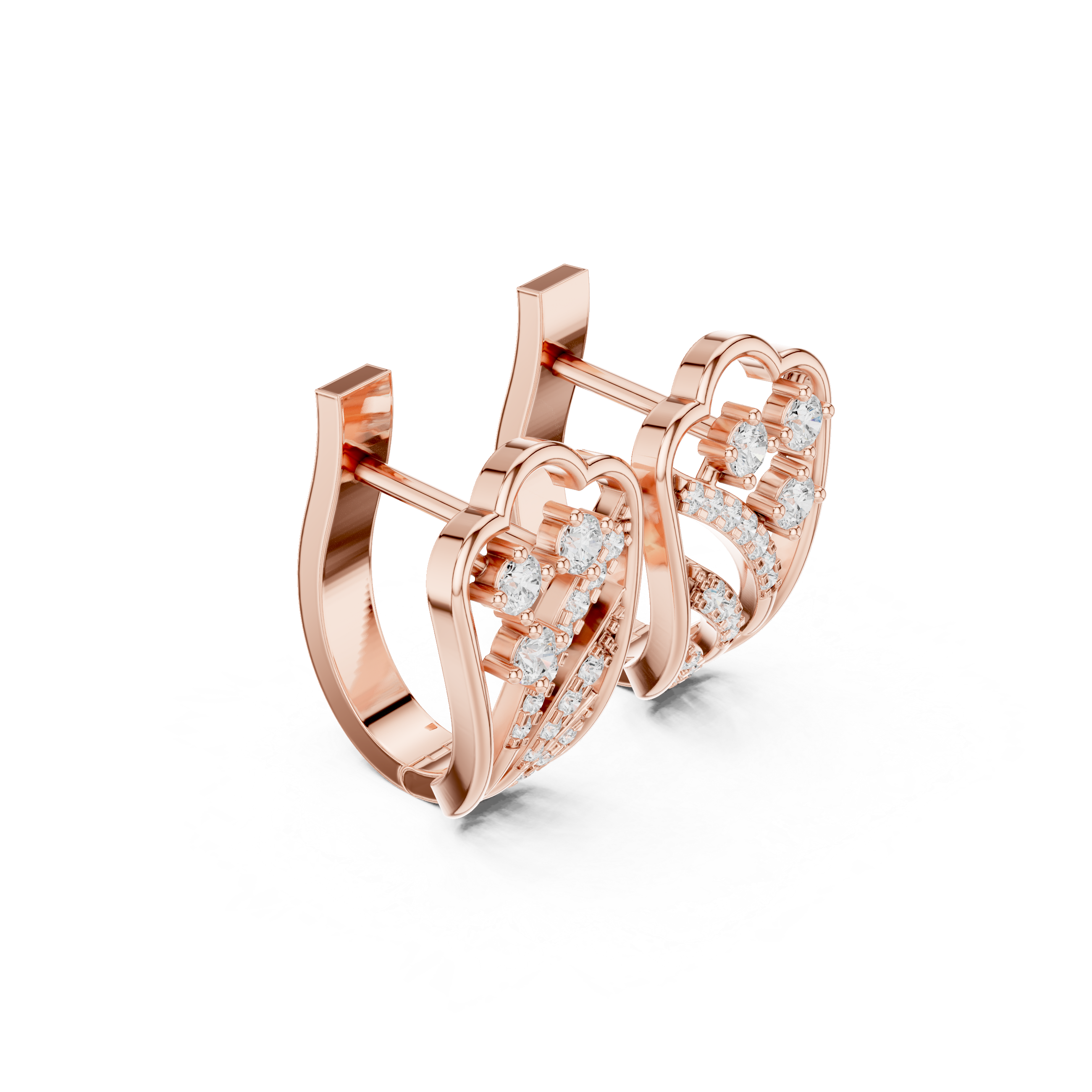Concentric Grid Diamond Hoop Earrings in Rose Gold - VYKA Diamonds