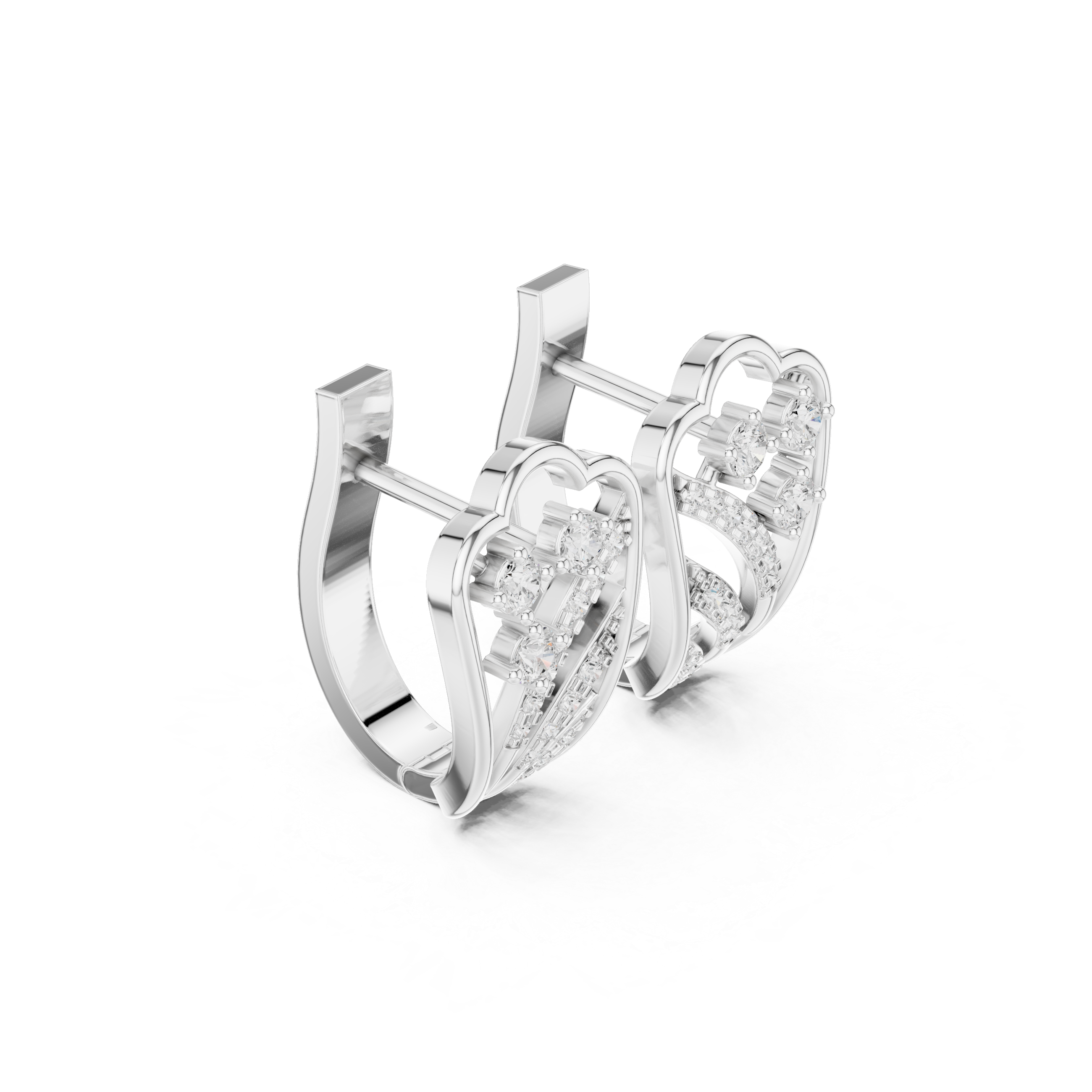 Concentric Grid Diamond Hoop Earrings in White Gold - VYKA Diamonds
