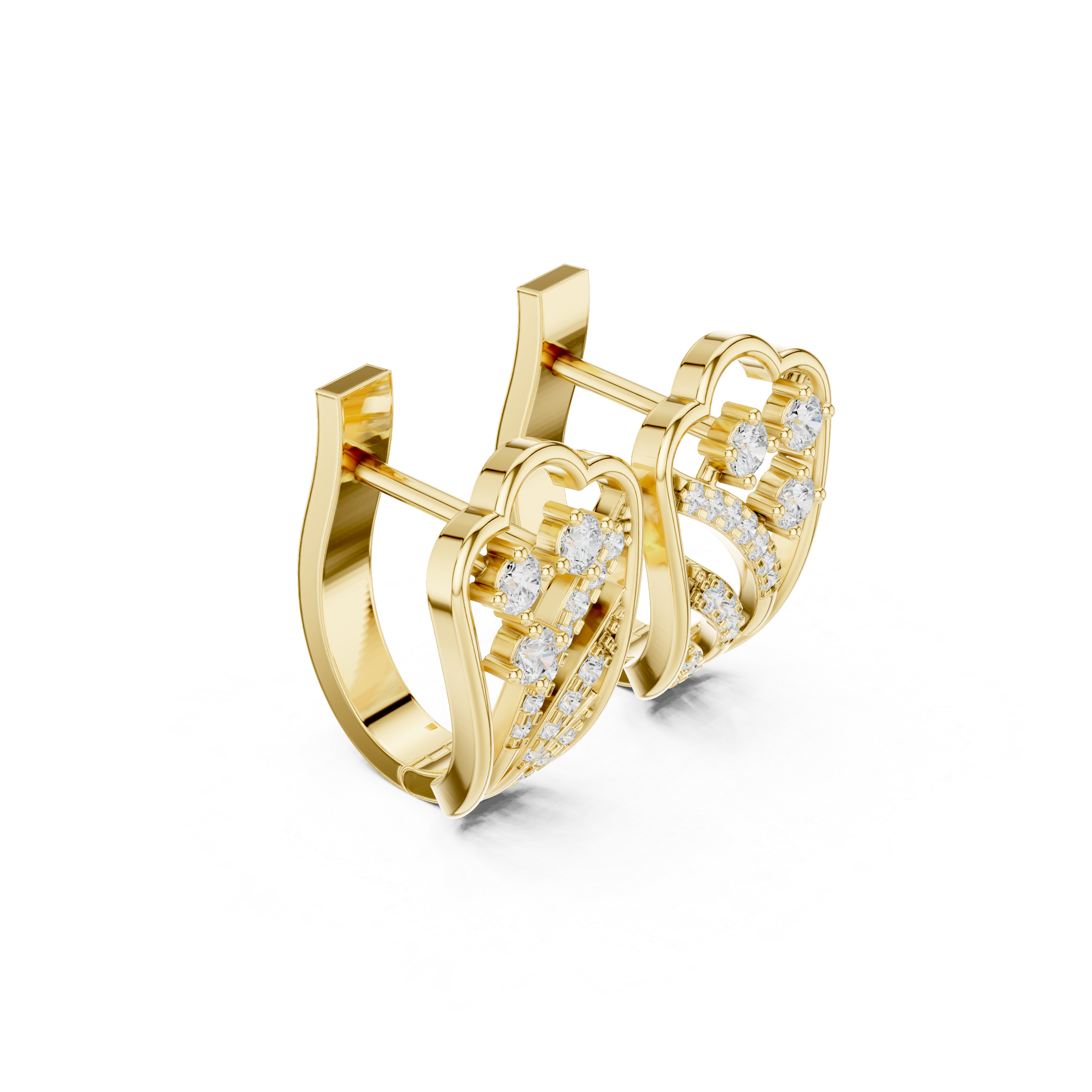 Concentric Grid Diamond Hoop Earrings in Yellow Gold - VYKA Diamonds