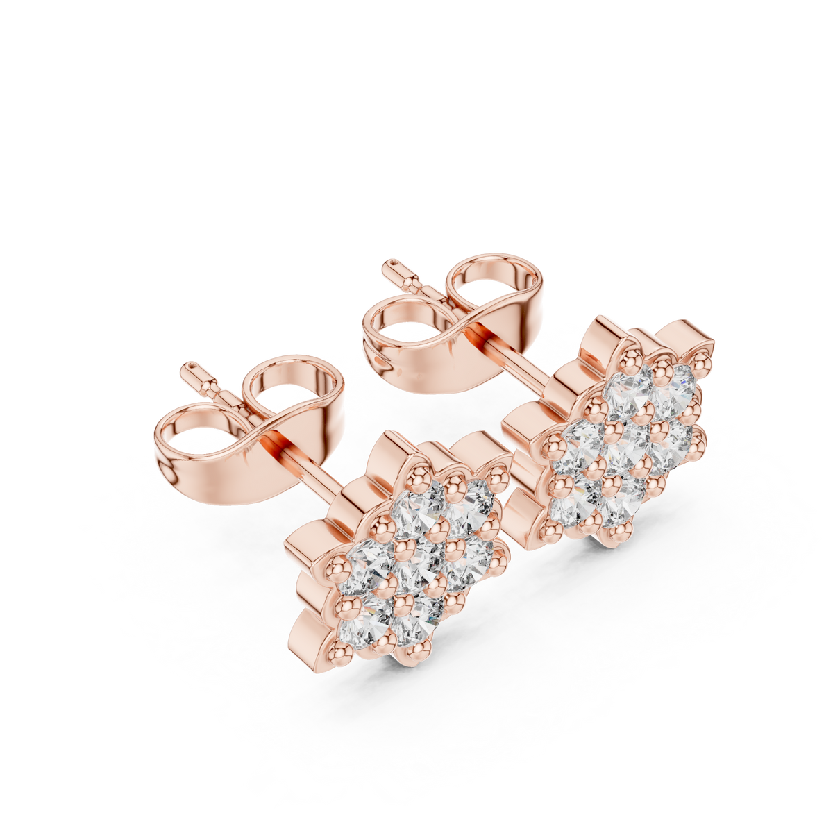 Seven Stone Star Flower Diamond Stud Earrings