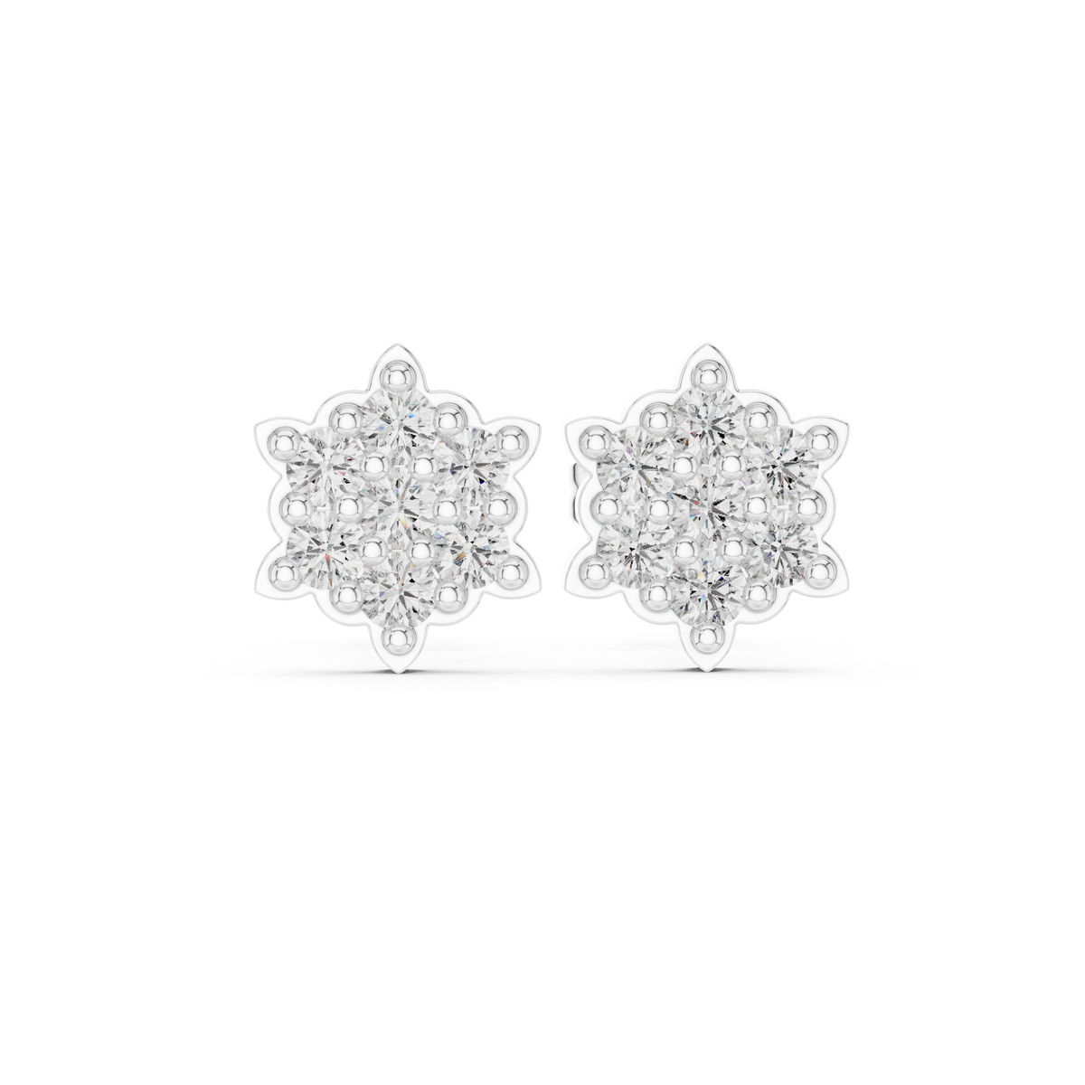 Seven Stone Star Flower Diamond Stud Earrings