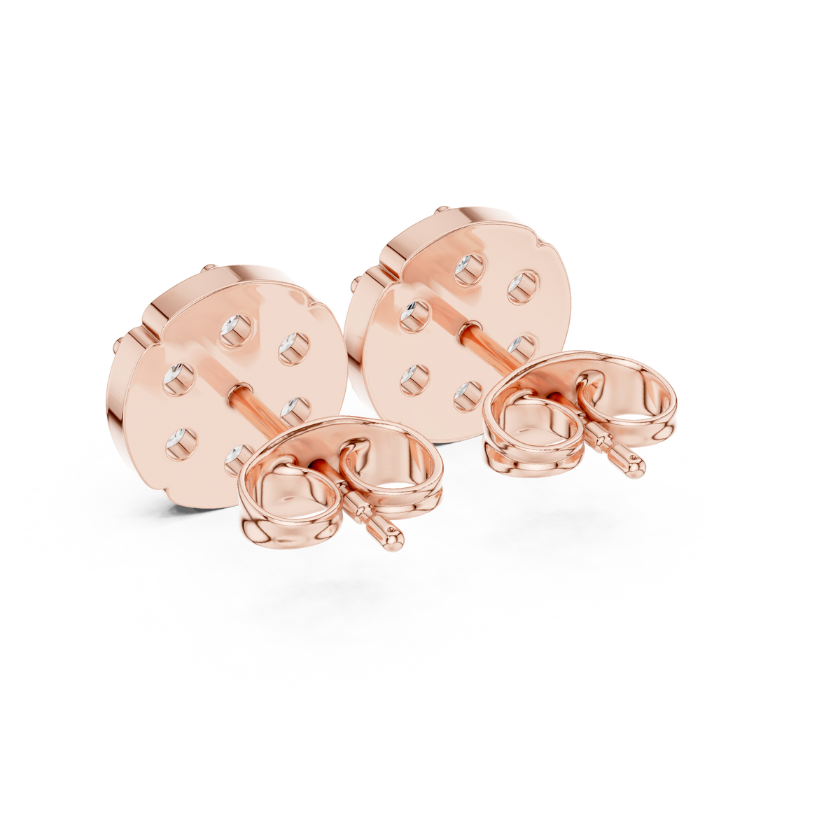 Round Disc Cluster Diamond Stud Earrings