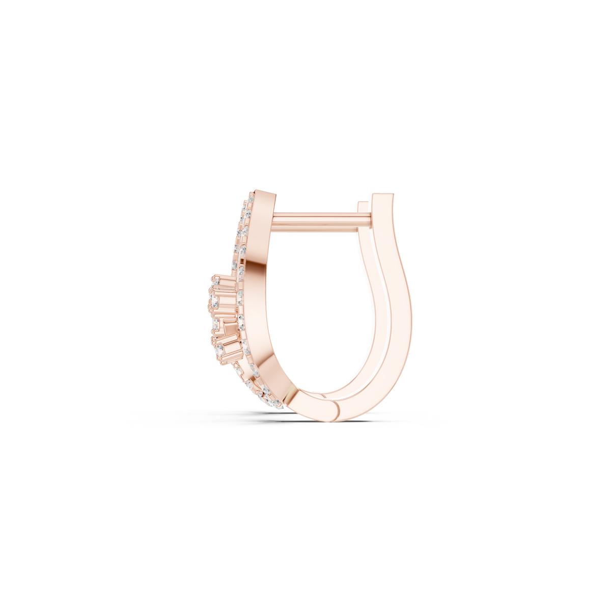 Teardrop Lattice Diamond Huggie Hoop Earrings