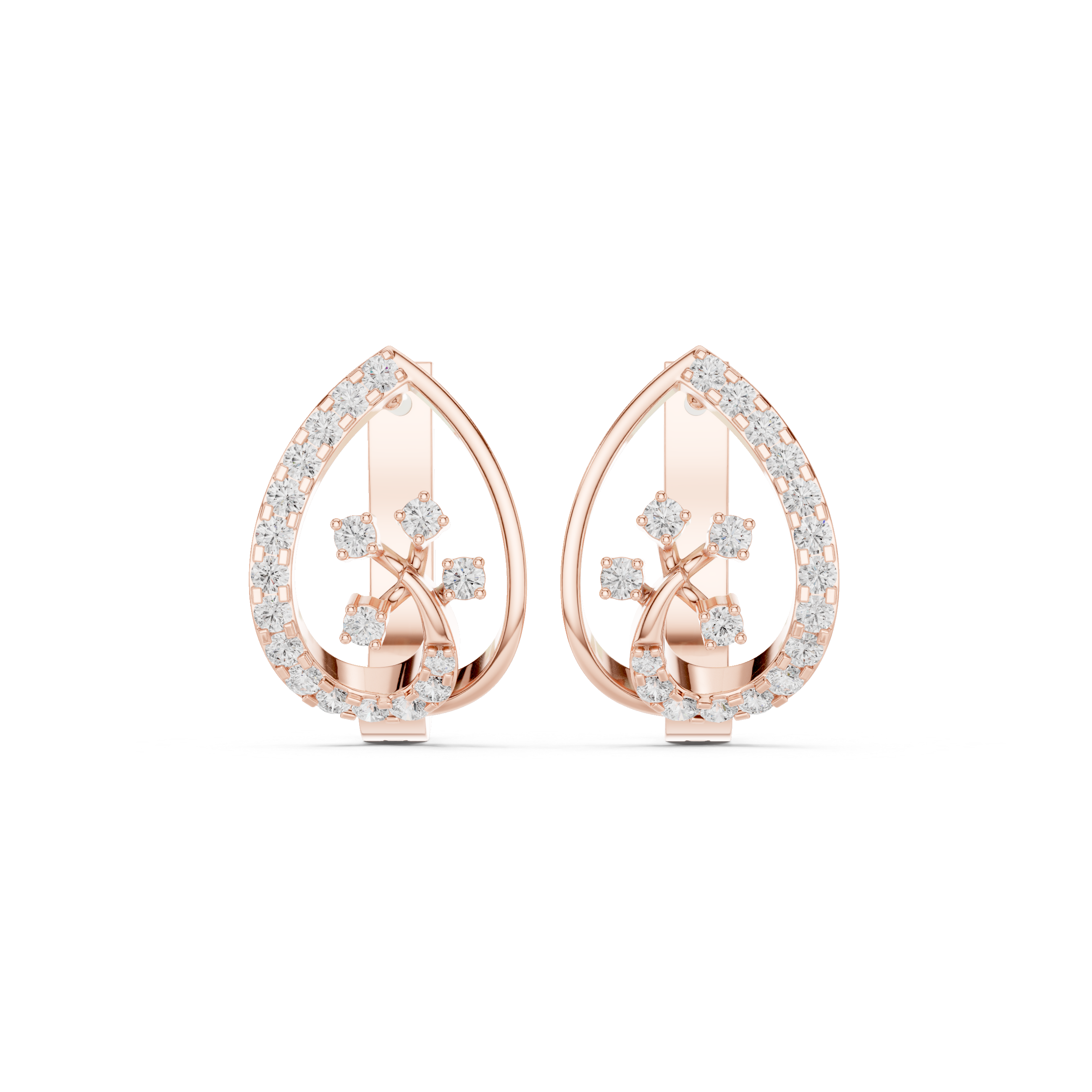 Diagonal Grid Diamond Stud Earrings in Rose Gold - VYKA Diamonds