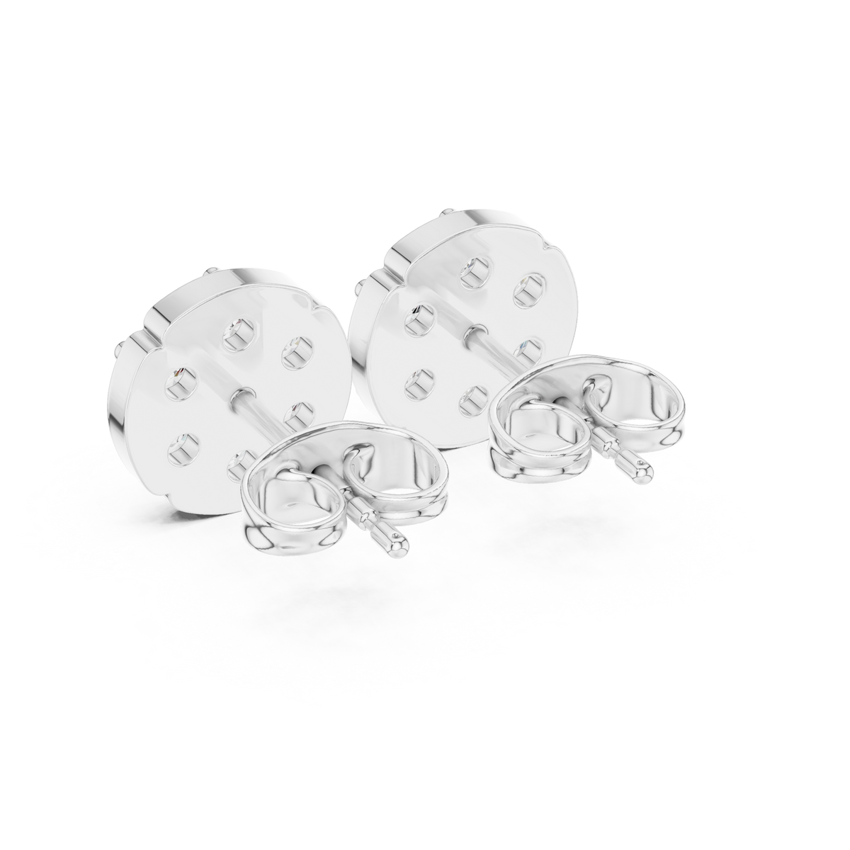 Round Disc Cluster Diamond Stud Earrings