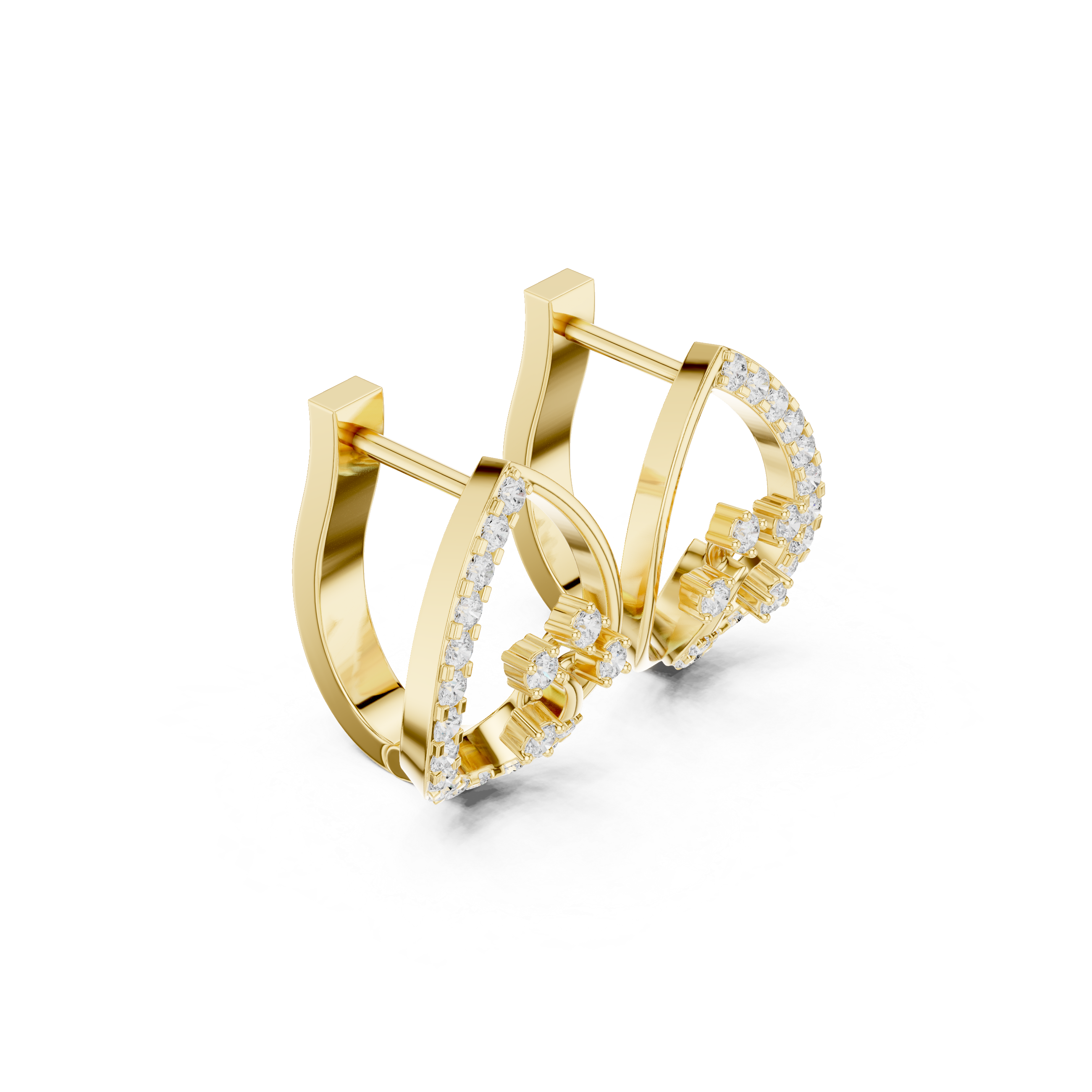 Diagonal Grid Diamond Stud Earrings in Yellow Gold - VYKA Diamonds