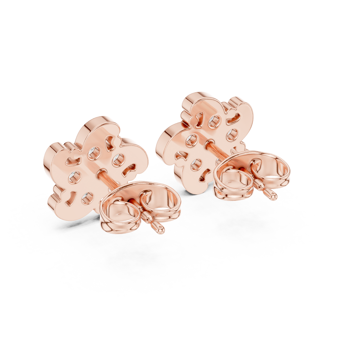 Six Petal Flower Diamond Stud Earrings