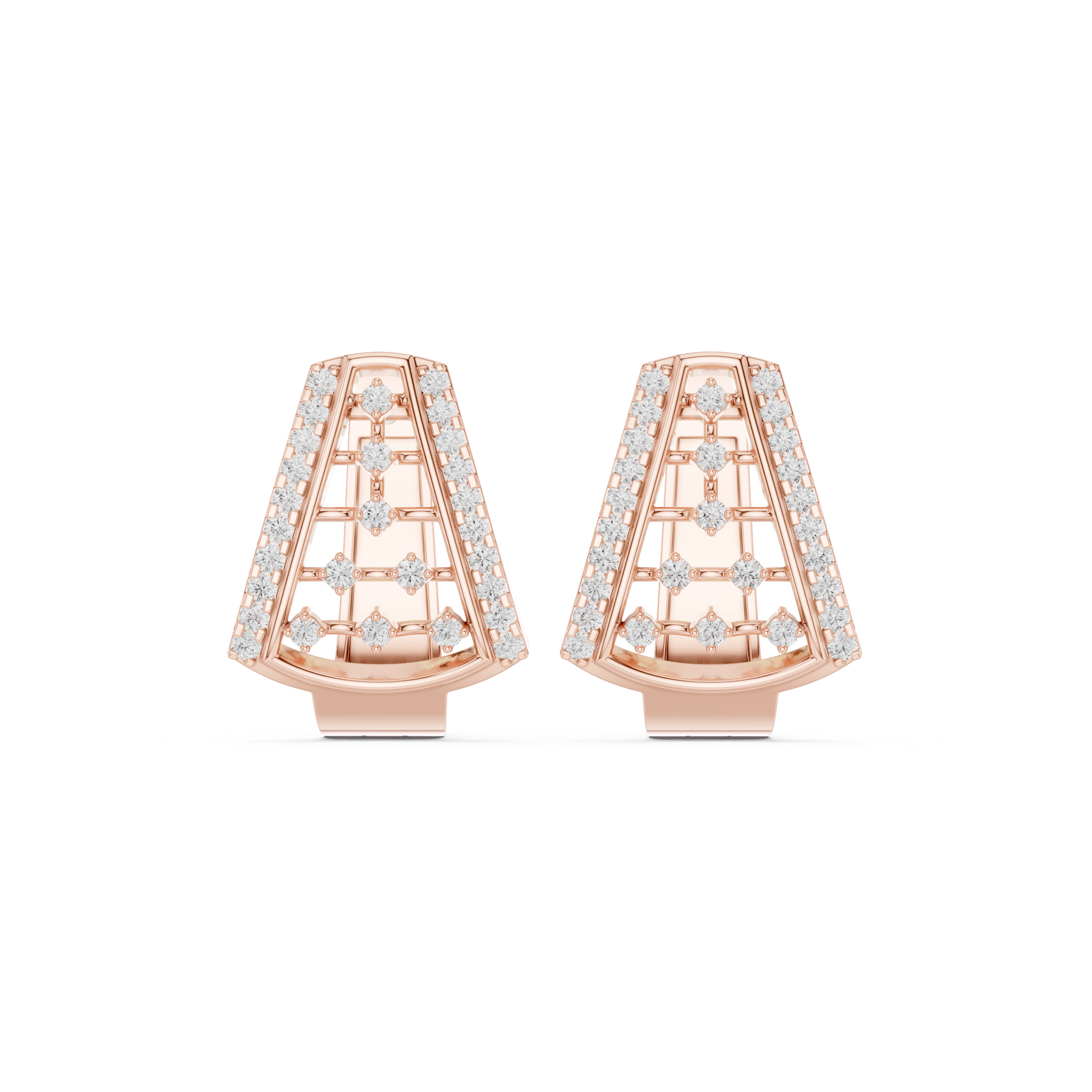Arched Trellis Diamond Hoop Earrings in Rose Gold - VYKA Diamonds