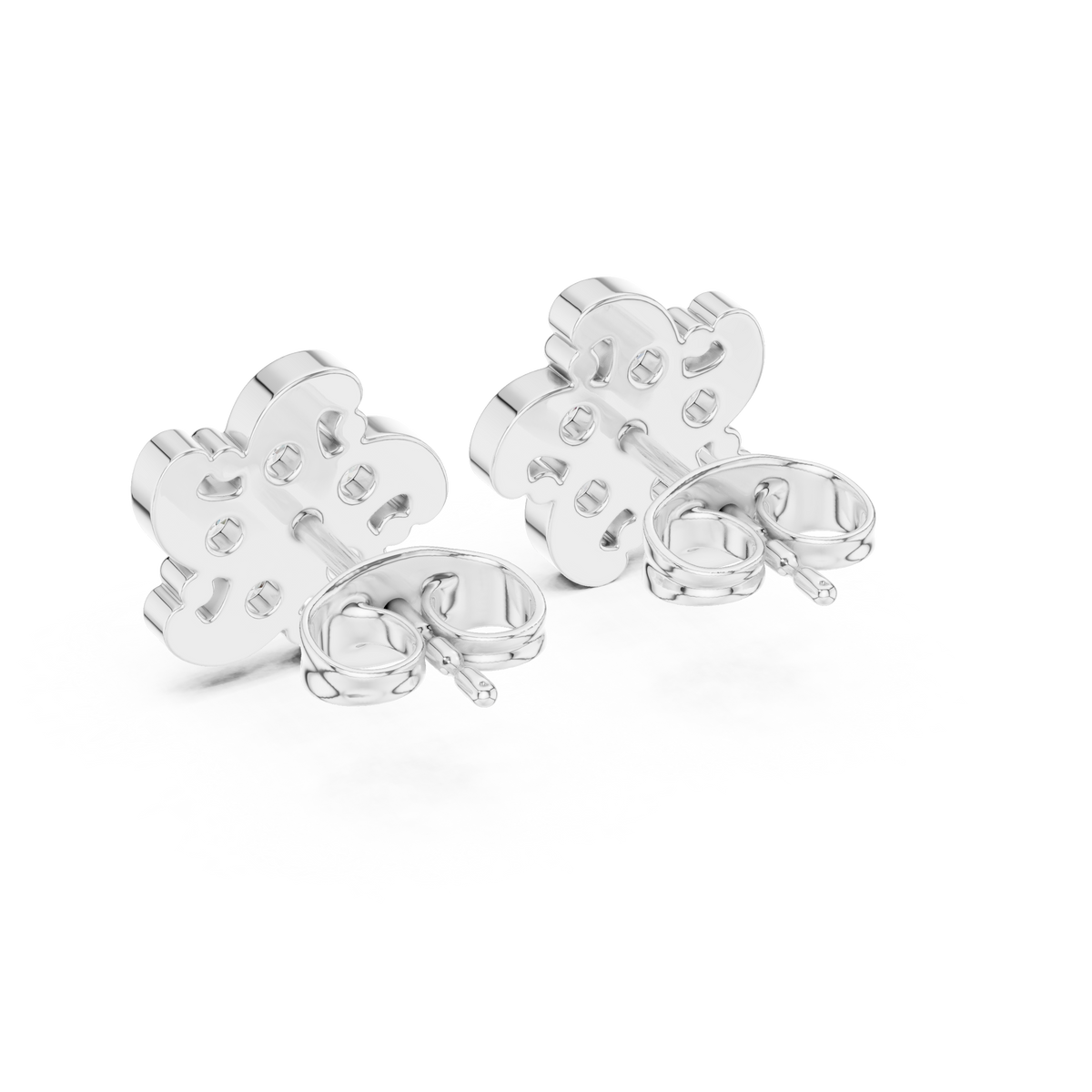 Six Petal Flower Diamond Stud Earrings