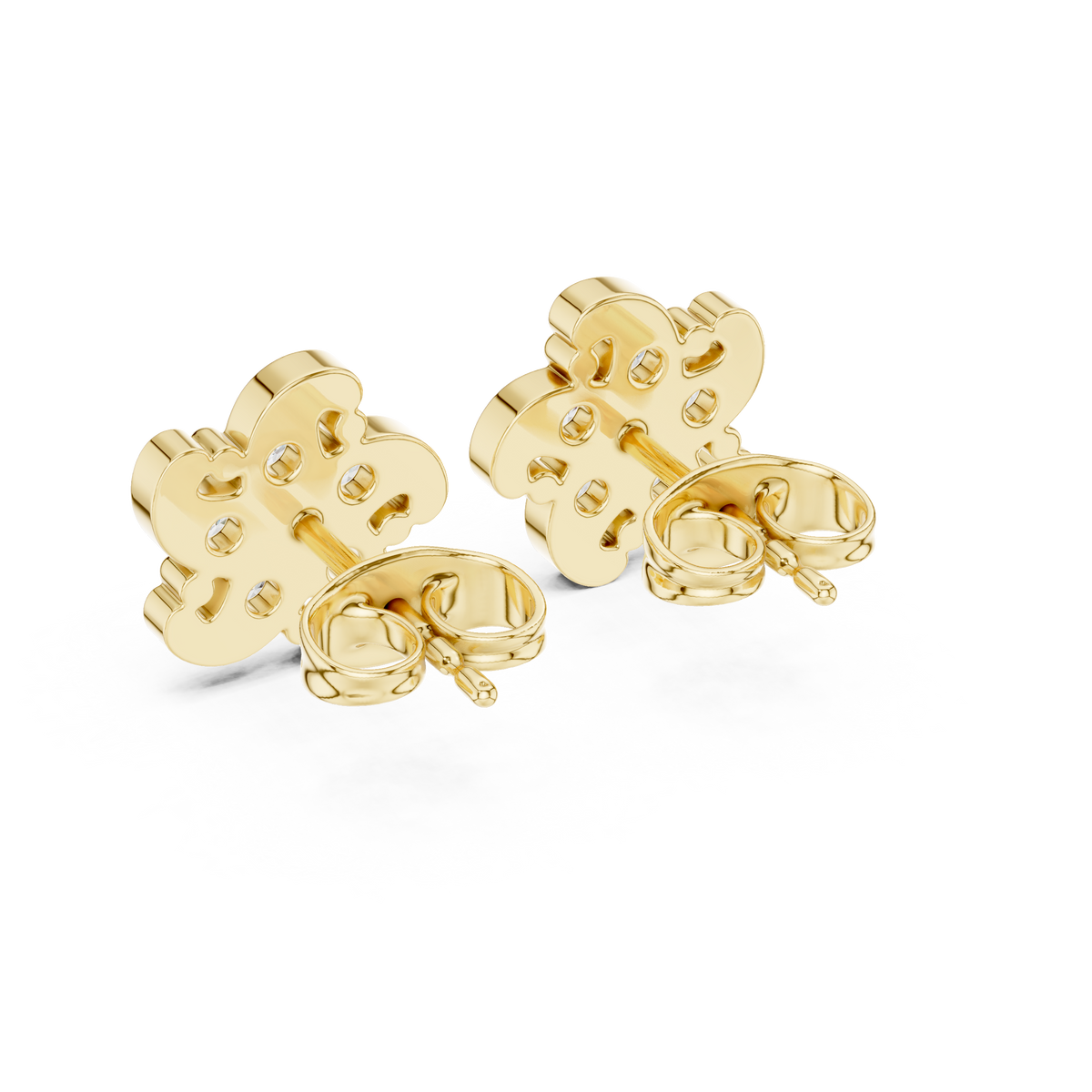 Six Petal Flower Diamond Stud Earrings