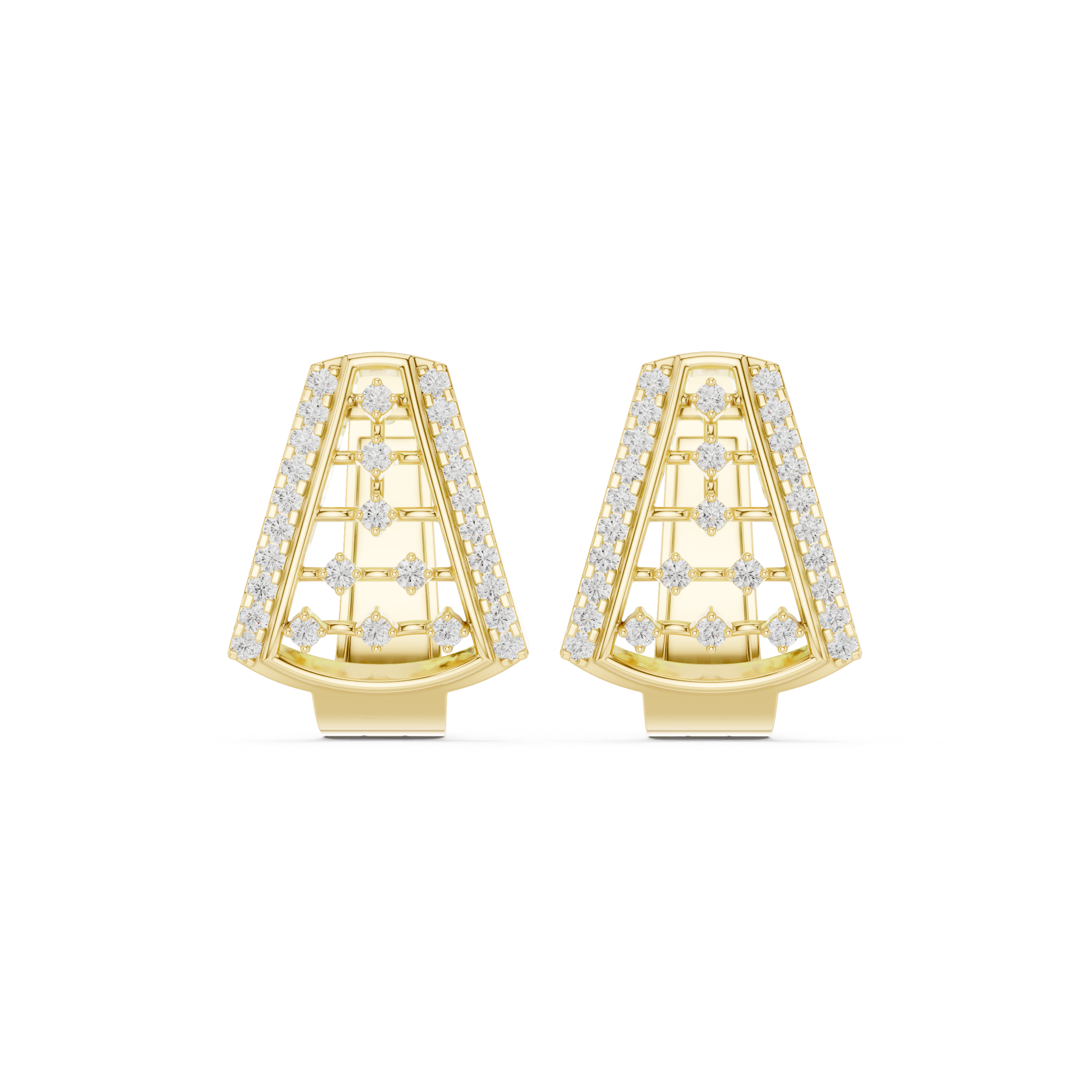 Arched Trellis Diamond Hoop Earrings in Yellow Gold - VYKA Diamonds