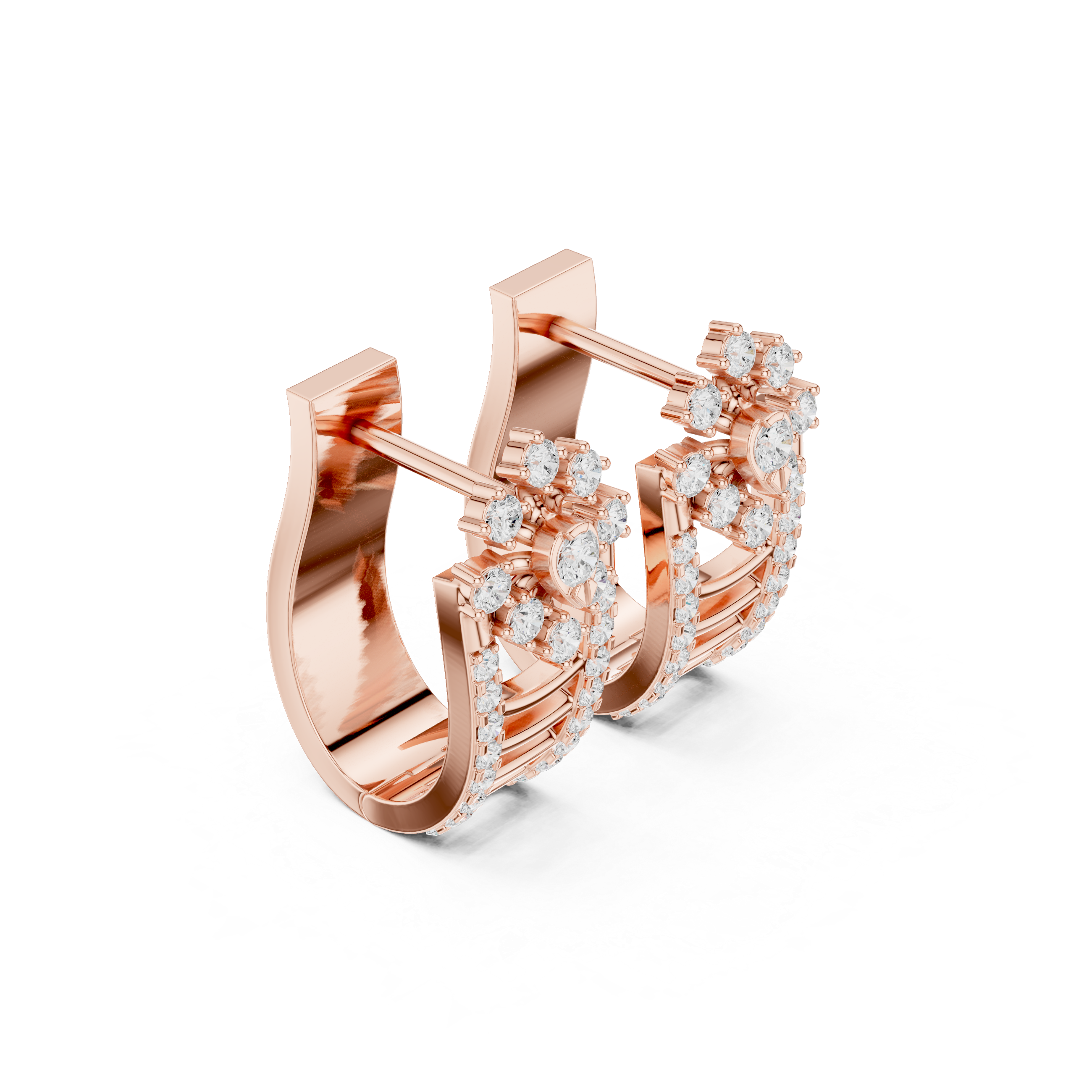 حلقان متدلية من ألماس بتصميم شبكي مفرغ in Rose Gold - VYKA Diamonds