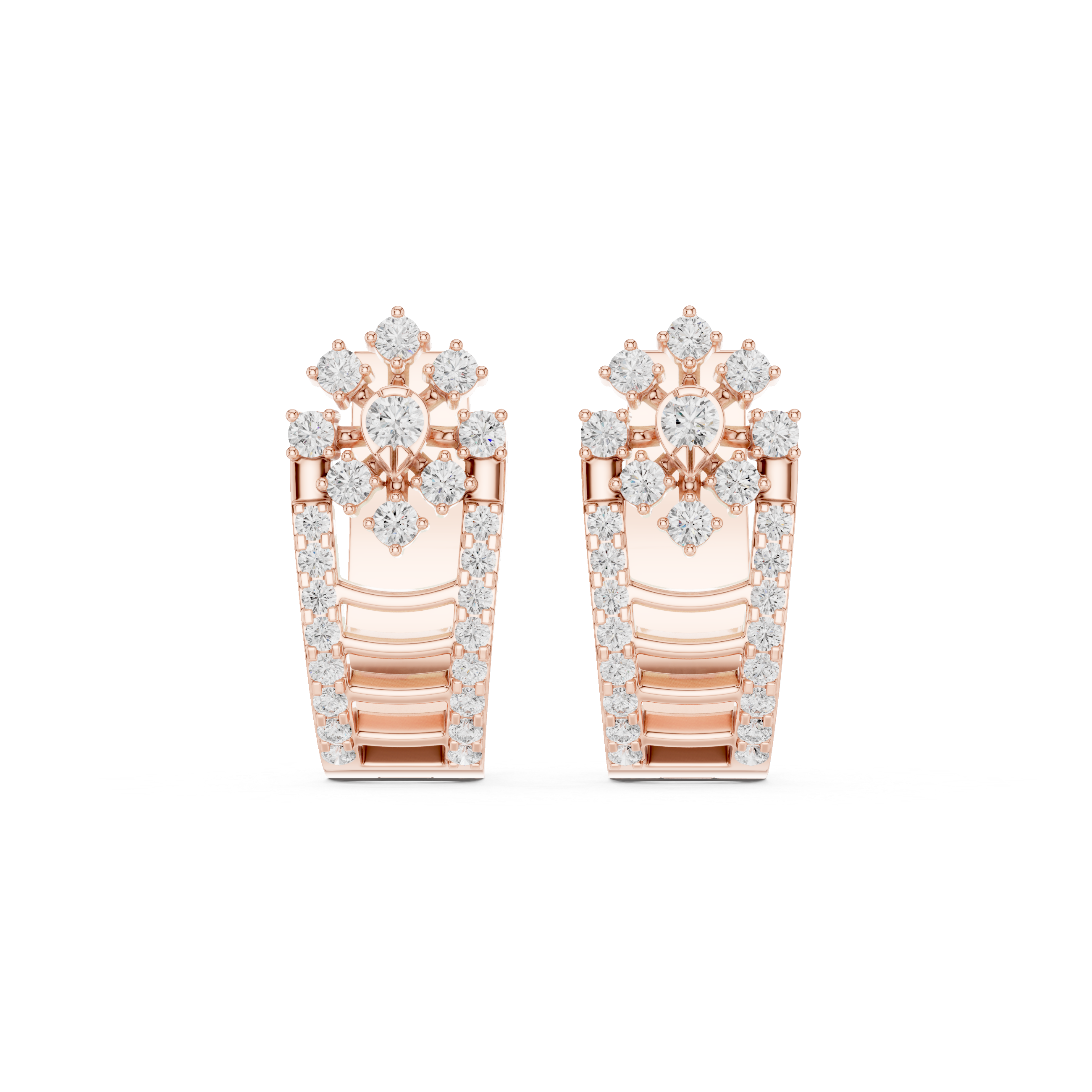 حلقان متدلية من ألماس بتصميم شبكي مفرغ in Rose Gold - VYKA Diamonds