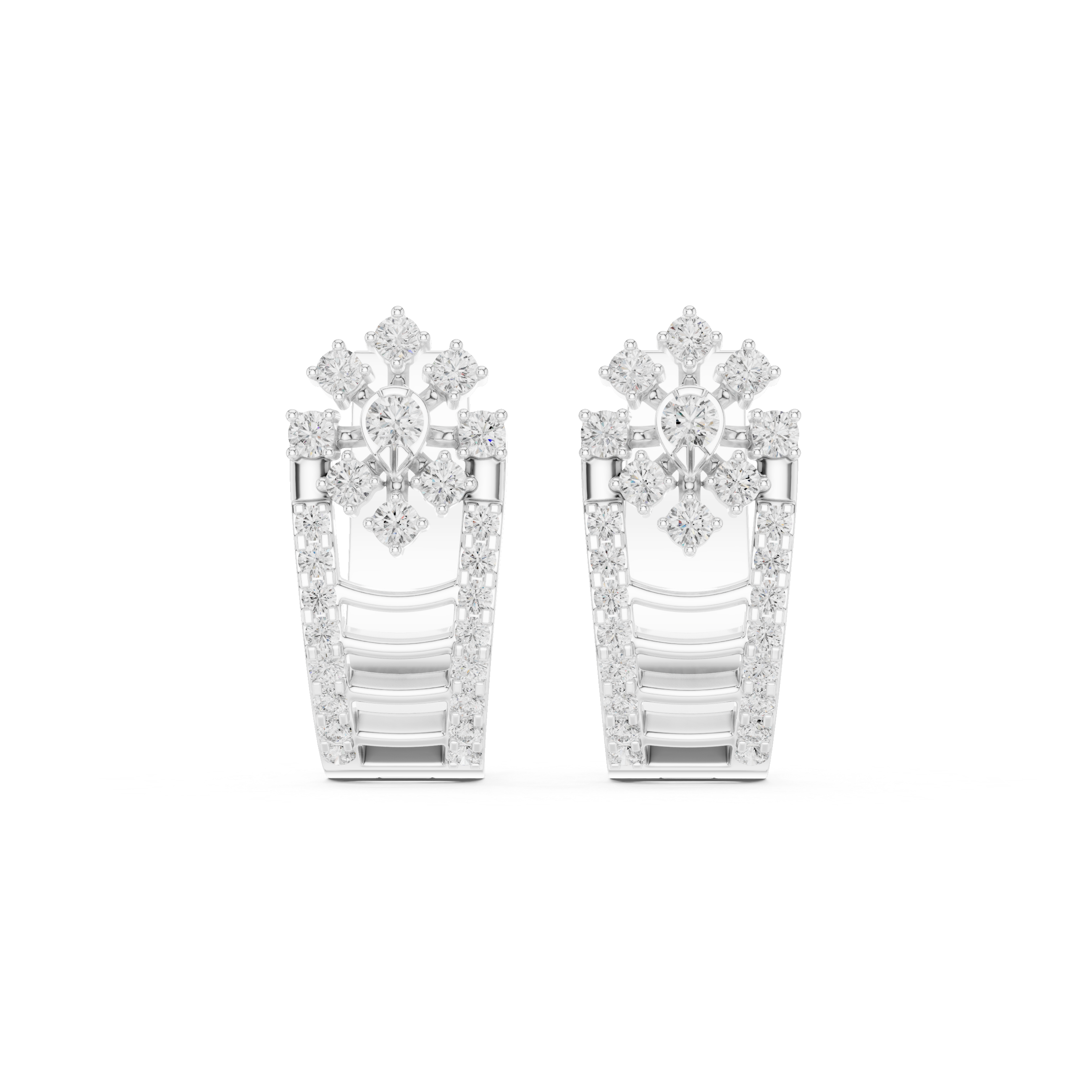 حلقان متدلية من ألماس بتصميم شبكي مفرغ in White Gold - VYKA Diamonds