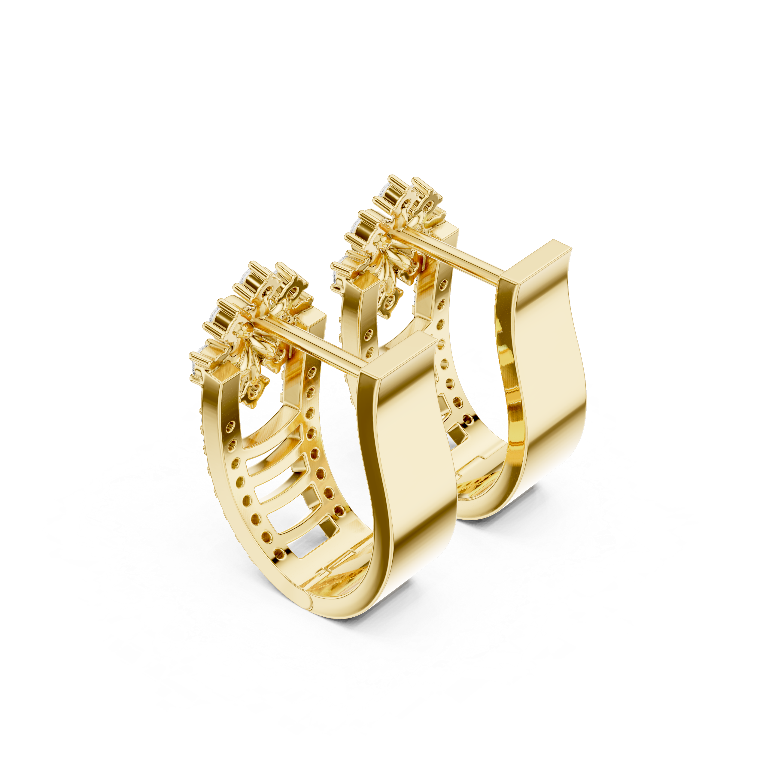 حلقان متدلية من ألماس بتصميم شبكي مفرغ in Yellow Gold - VYKA Diamonds