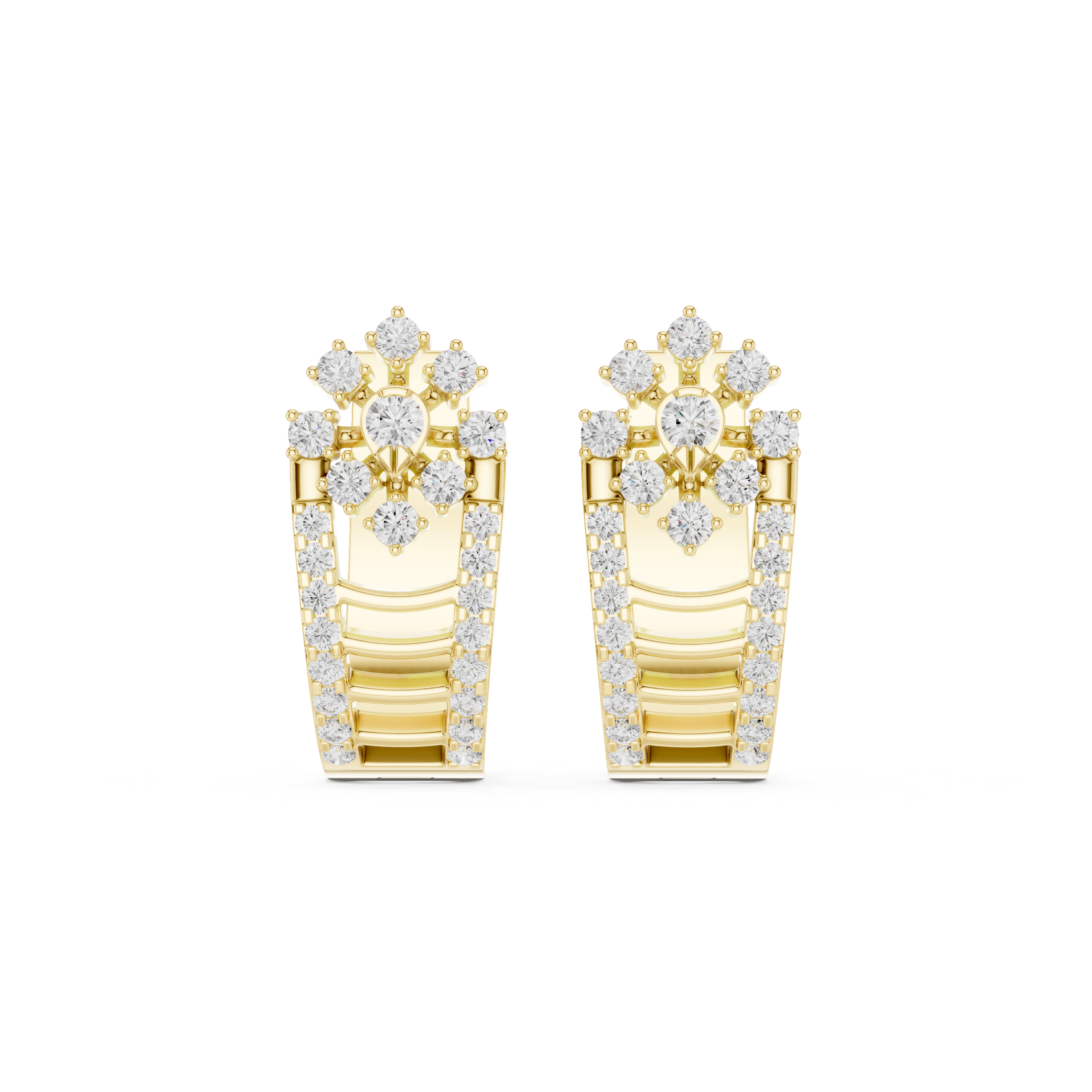 حلقان متدلية من ألماس بتصميم شبكي مفرغ in Yellow Gold - VYKA Diamonds