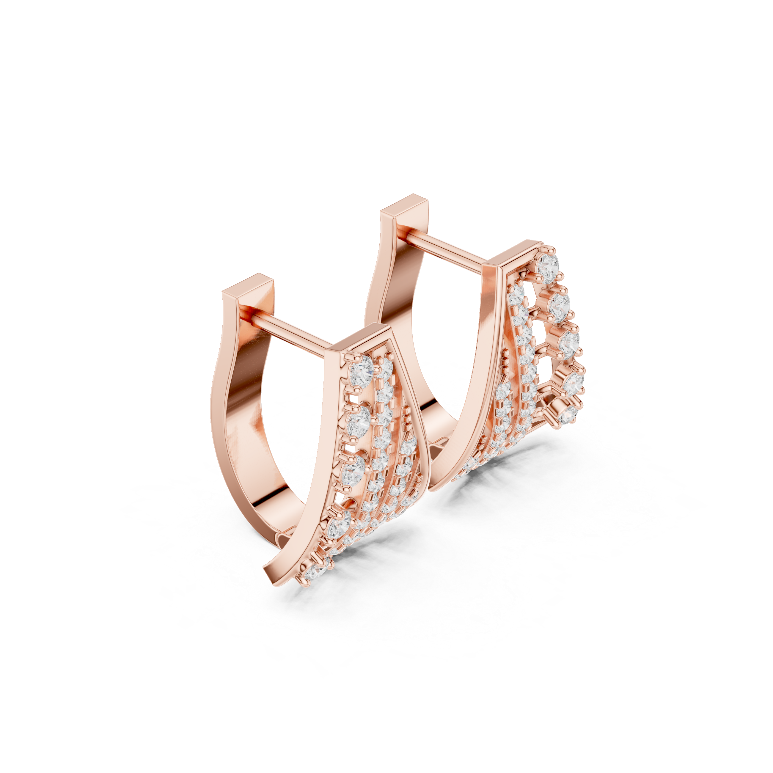 Multi-Layer Grid Diamond Hoop Earrings in Rose Gold - VYKA Diamonds