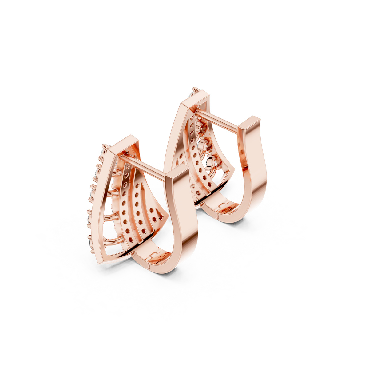 Multi-Layer Grid Diamond Hoop Earrings