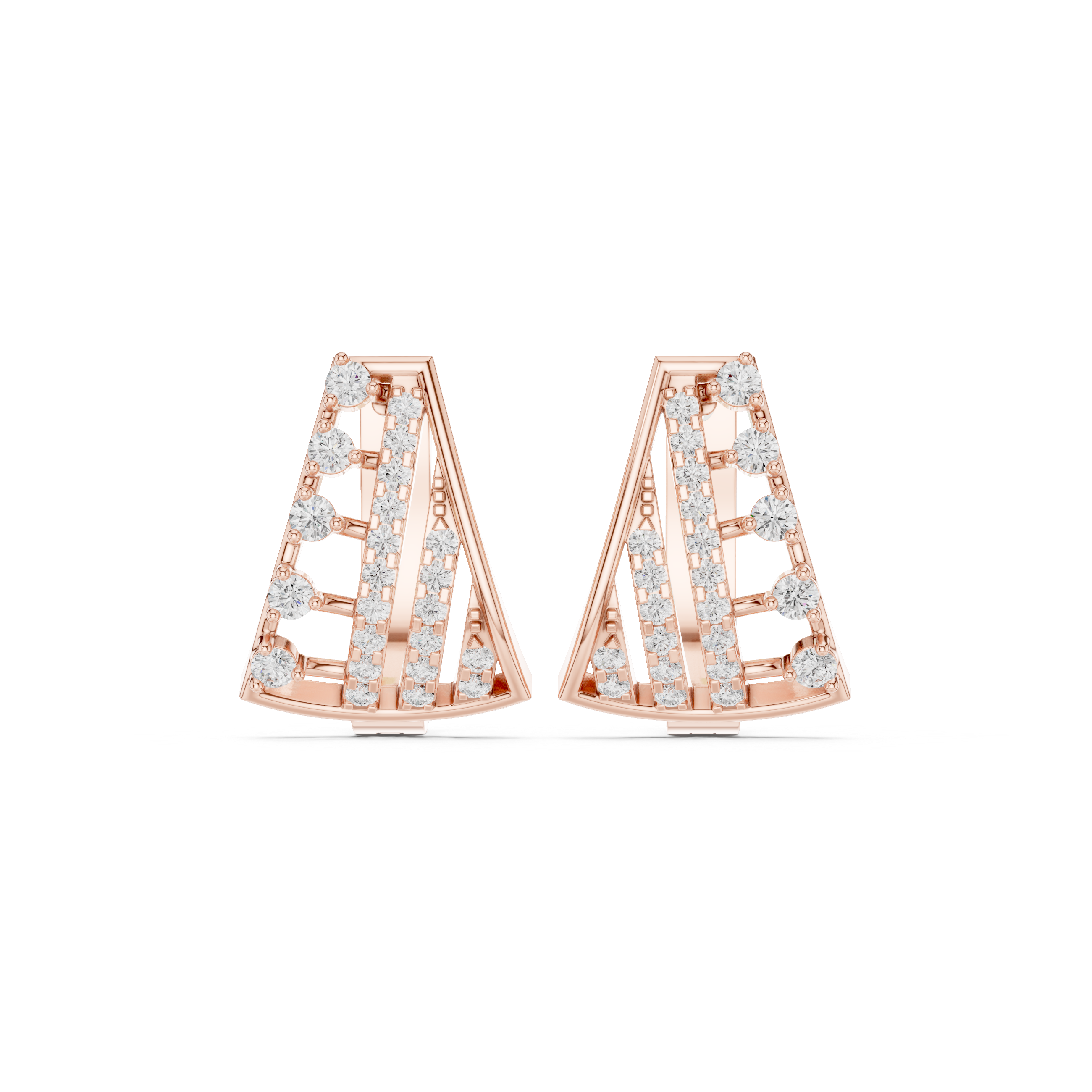 Multi-Layer Grid Diamond Hoop Earrings in Rose Gold - VYKA Diamonds