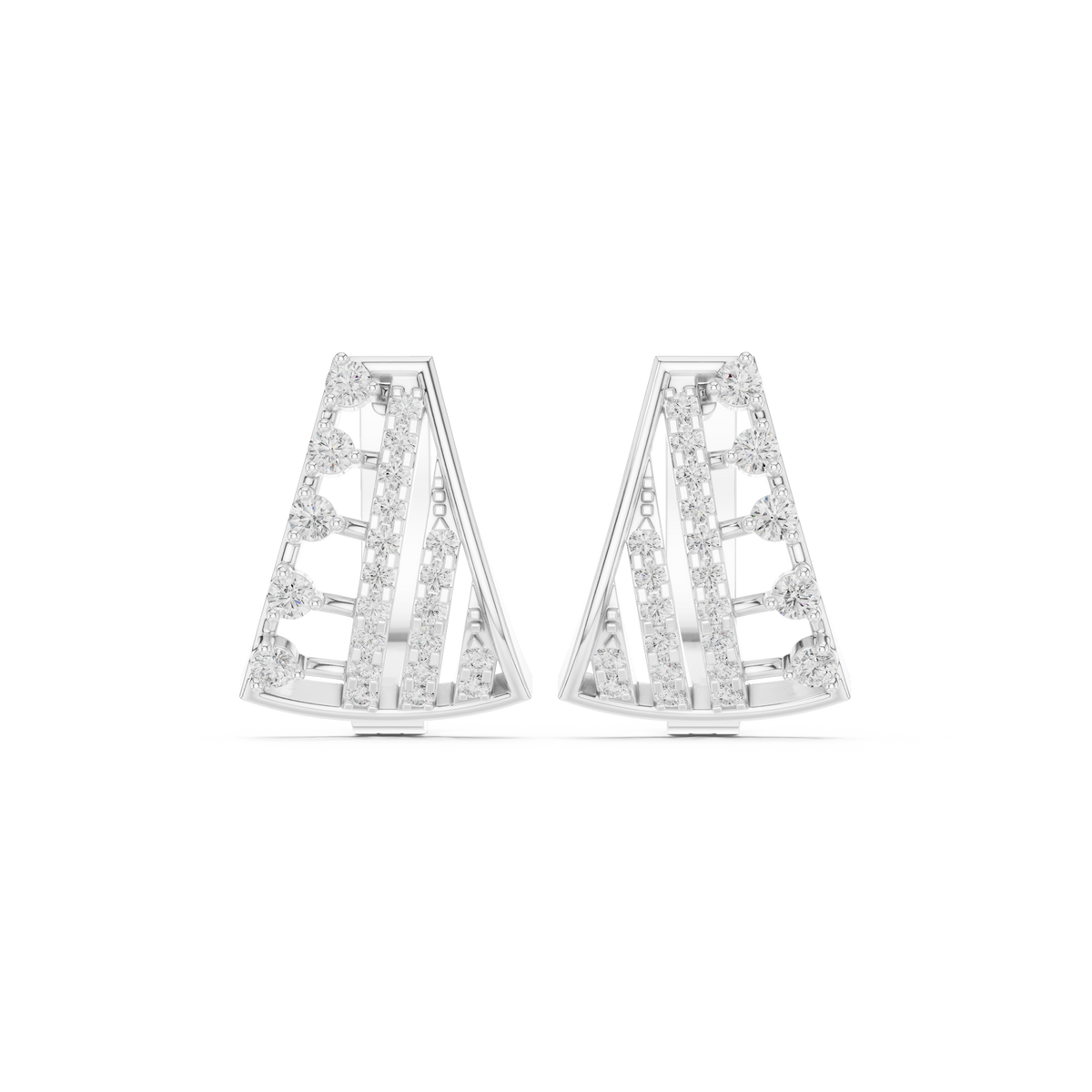 Multi-Layer Grid Diamond Hoop Earrings