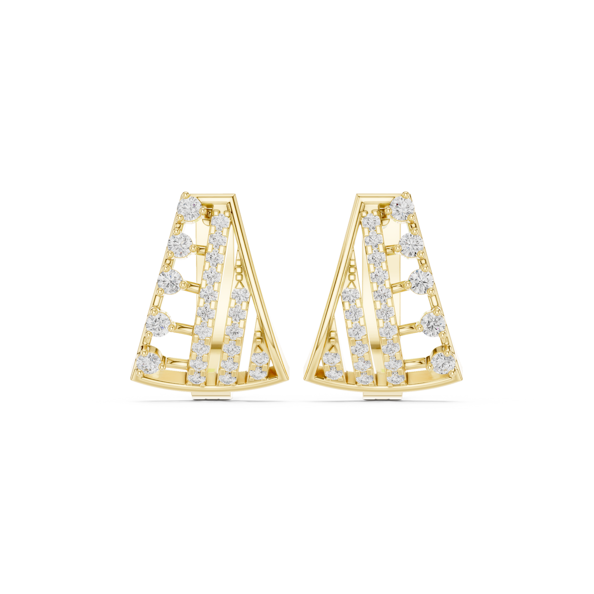 Multi-Layer Grid Diamond Hoop Earrings