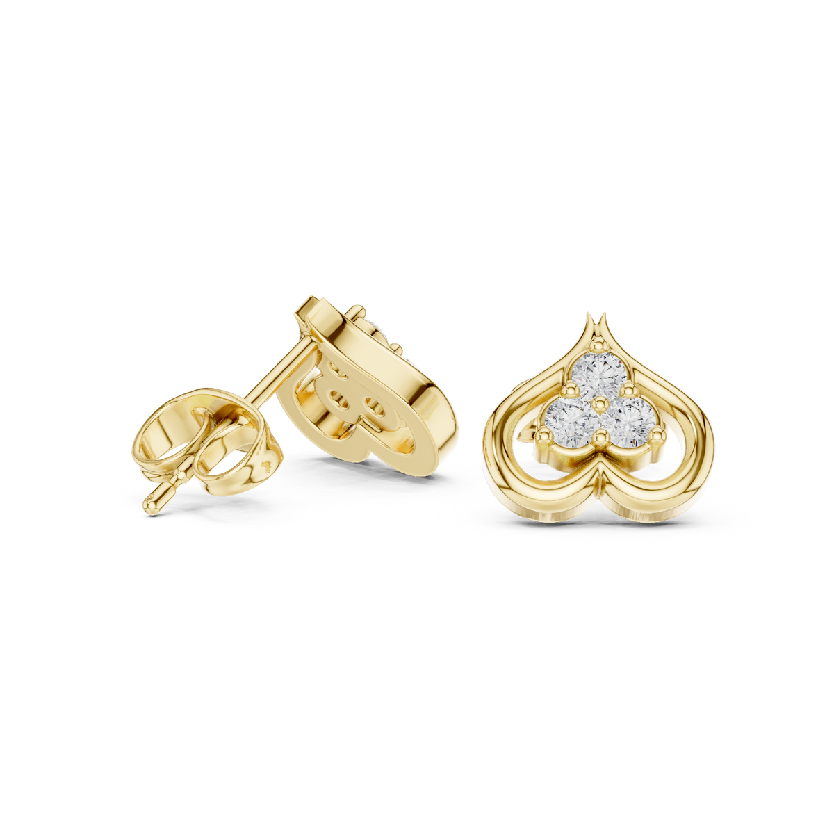 Inverted Heart Trio Diamond Stud Earrings