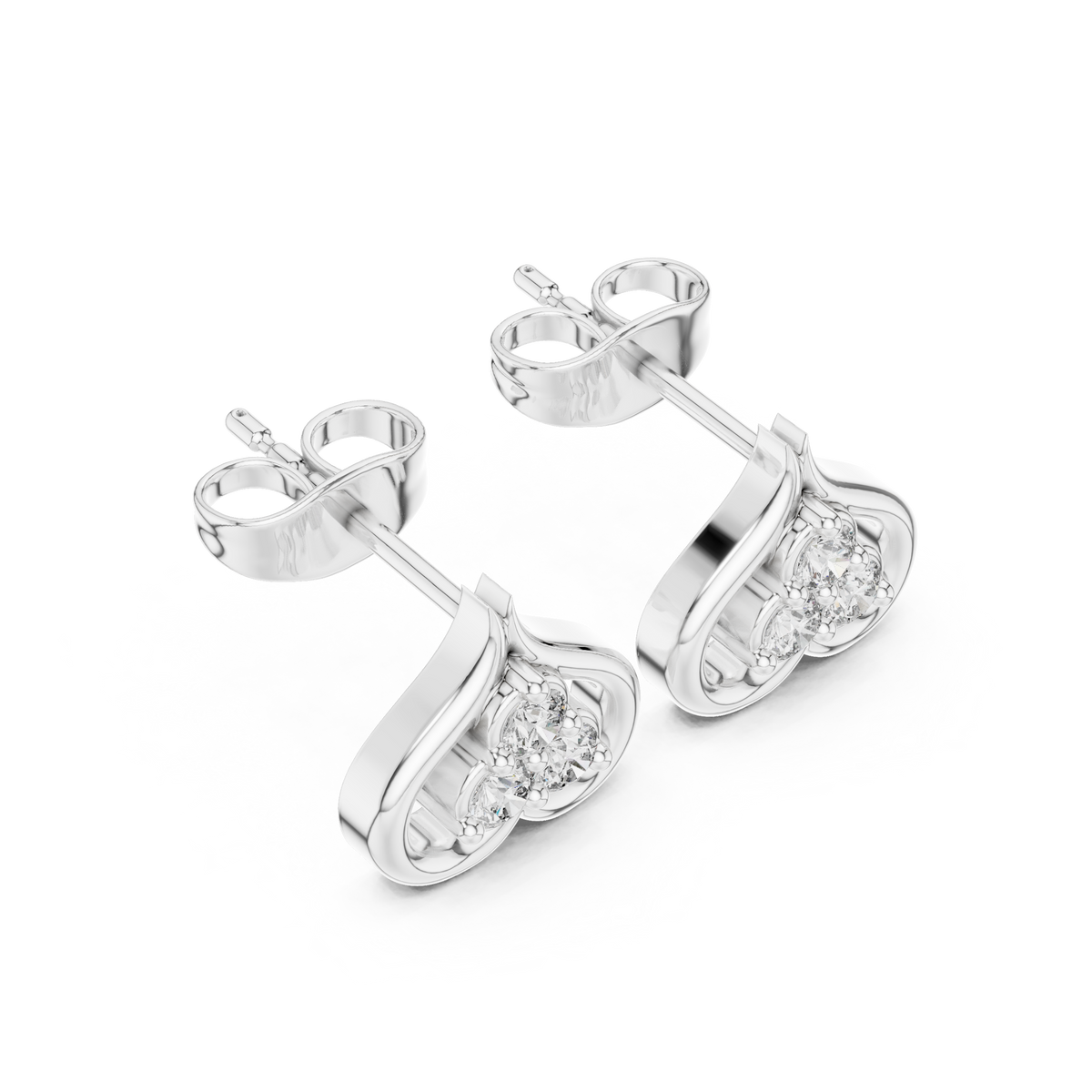 Inverted Heart Trio Diamond Stud Earrings