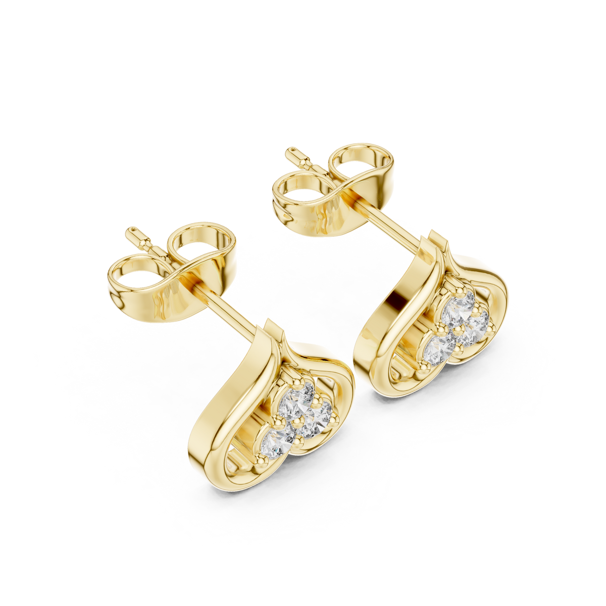 Inverted Heart Trio Diamond Stud Earrings