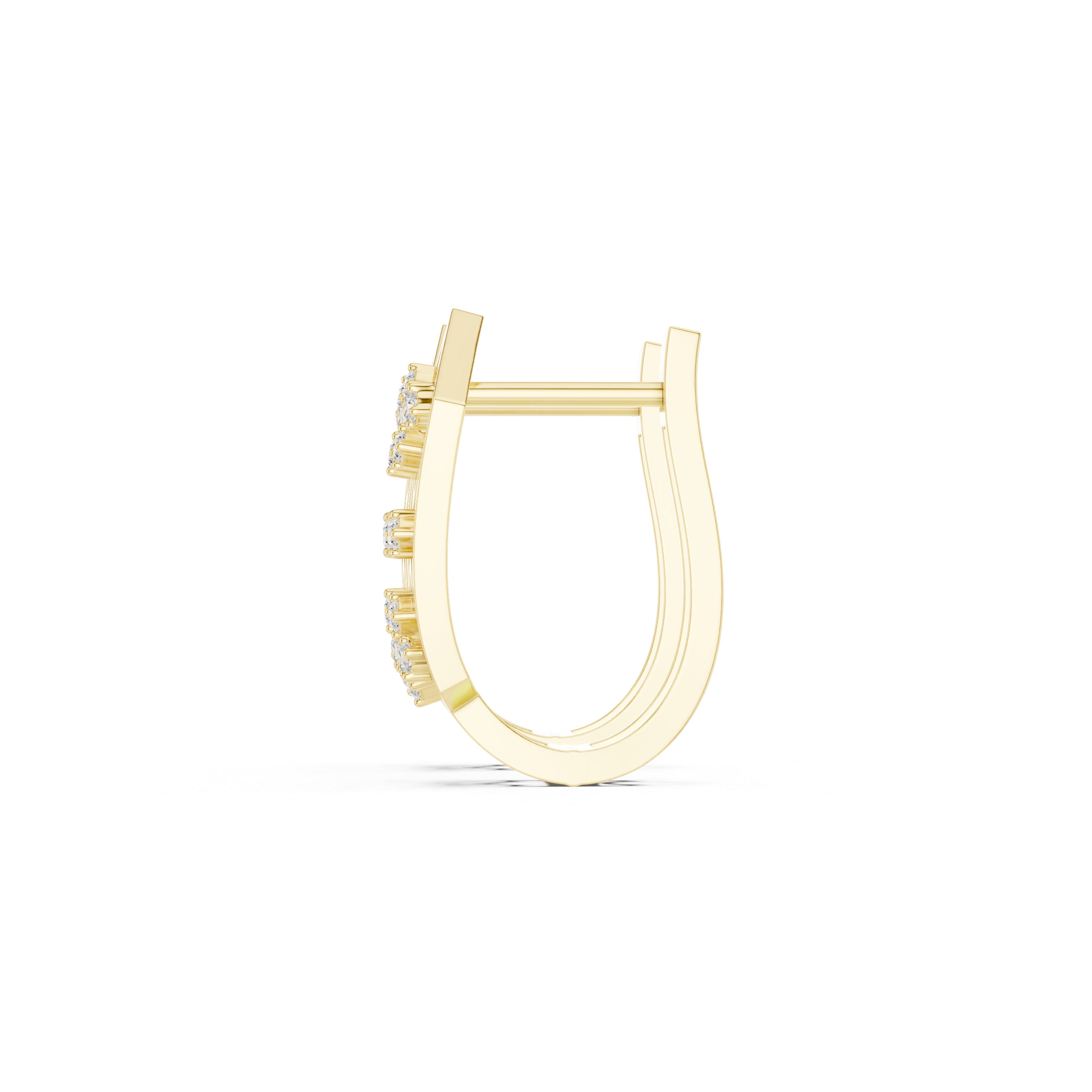 Recessed Grid Diamond Hoop Earrings in Yellow Gold - VYKA Diamonds