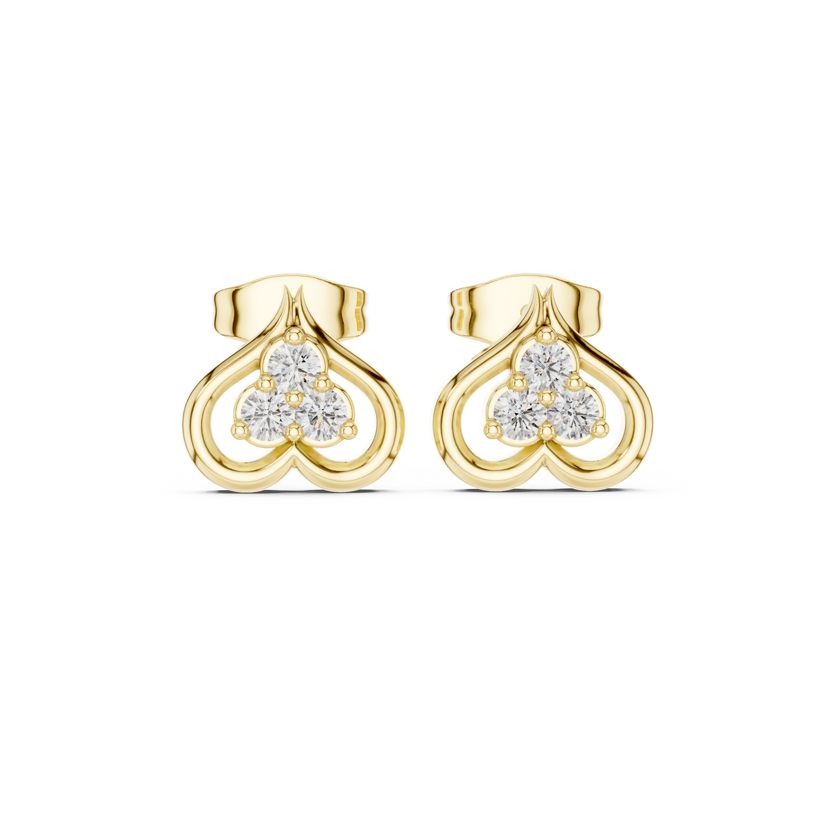 Inverted Heart Trio Diamond Stud Earrings