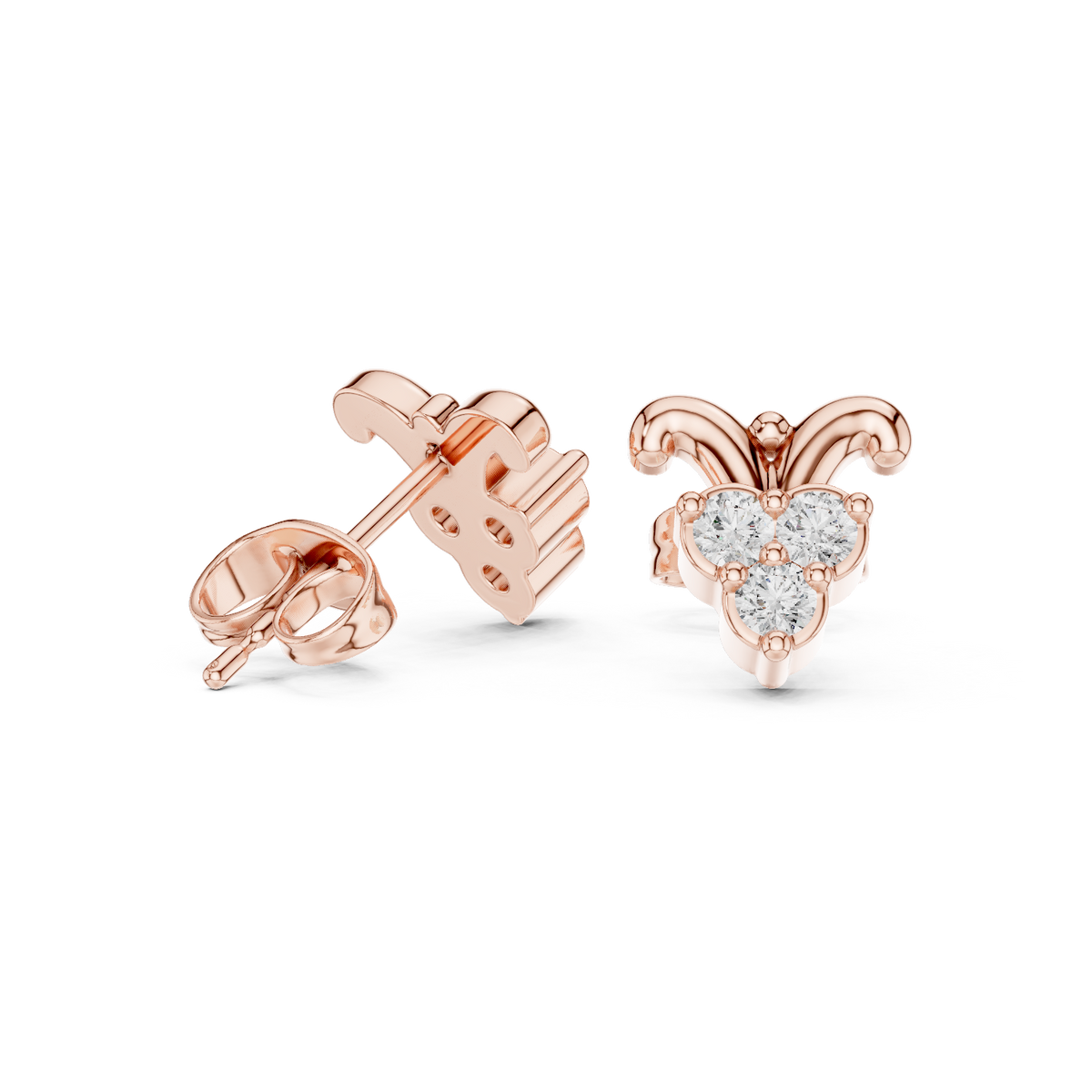 أقراط بثلاث زهرات توليب من الألماس in Rose Gold - VYKA Diamonds