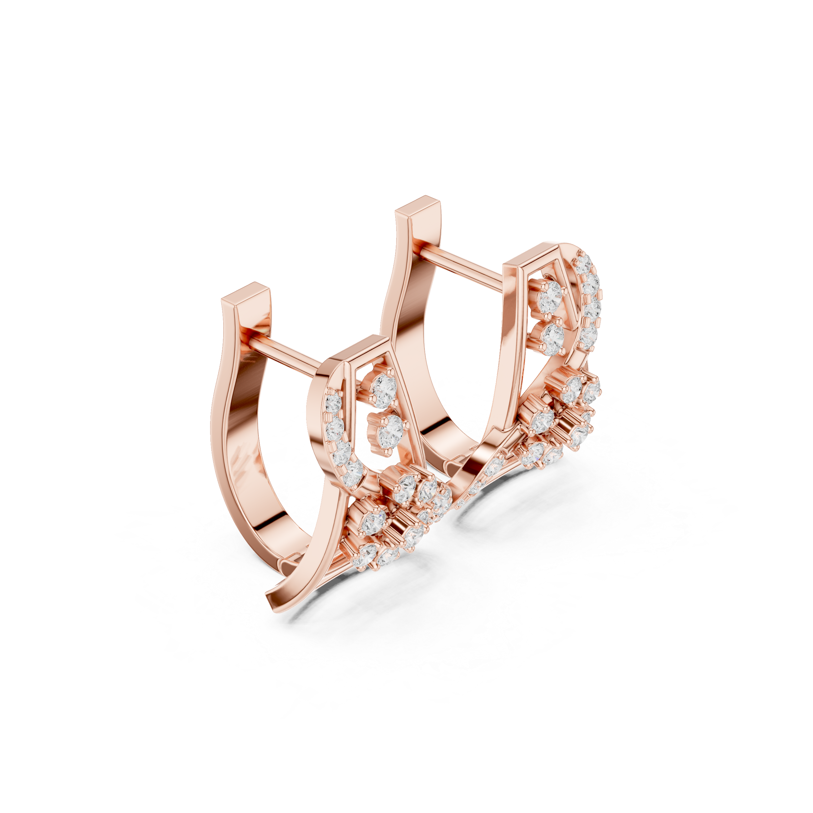 Spire Framework Diamond Hoop Earrings in Rose Gold - VYKA Diamonds