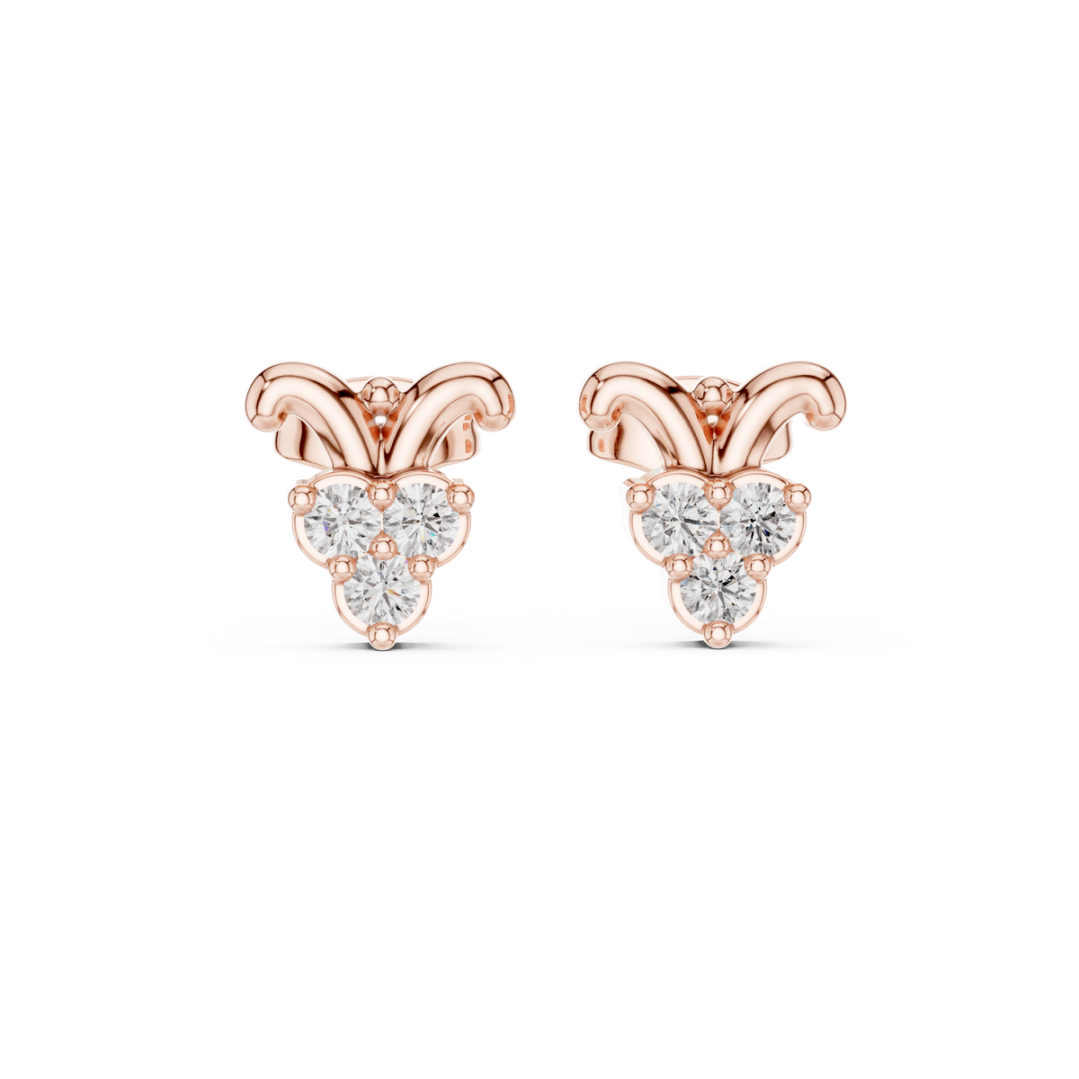 Tulip Trio Diamond Stud Earrings