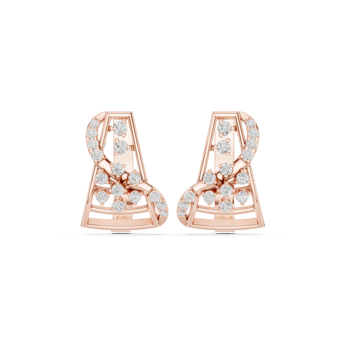 Spire Framework Diamond Hoop Earrings