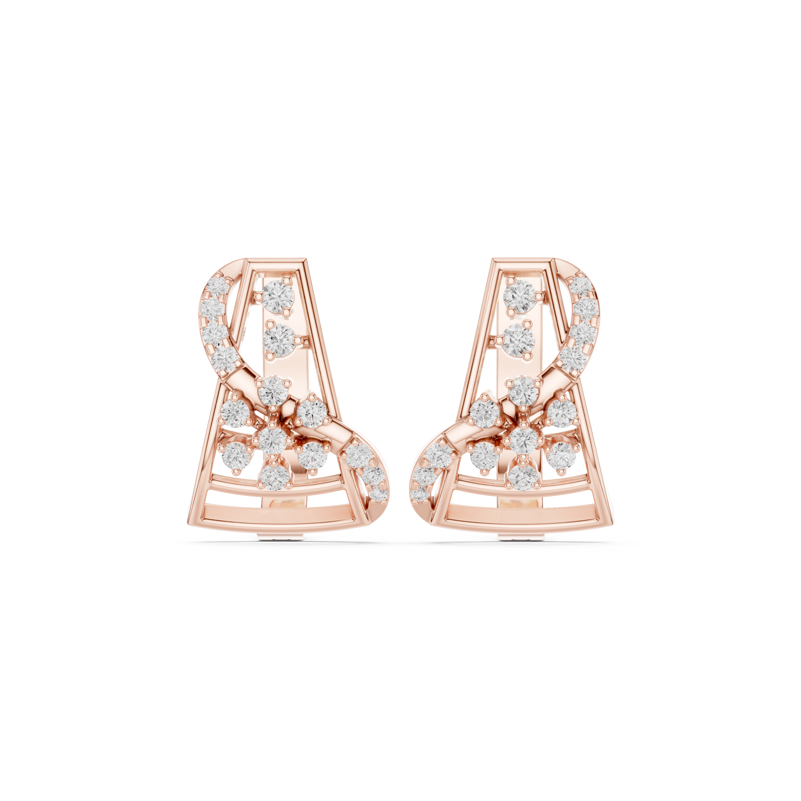 Spire Framework Diamond Hoop Earrings in Rose Gold - VYKA Diamonds