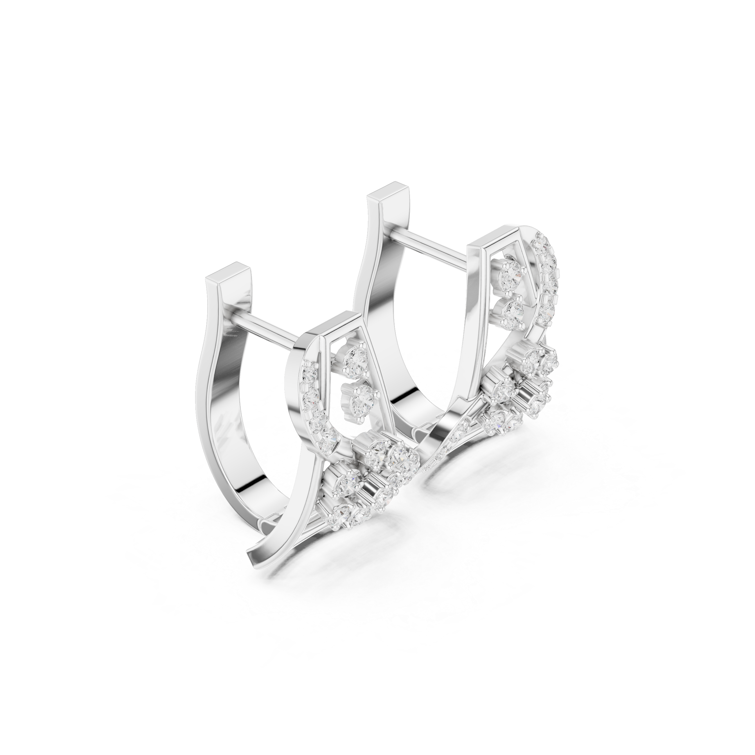 Spire Framework Diamond Hoop Earrings in White Gold - VYKA Diamonds