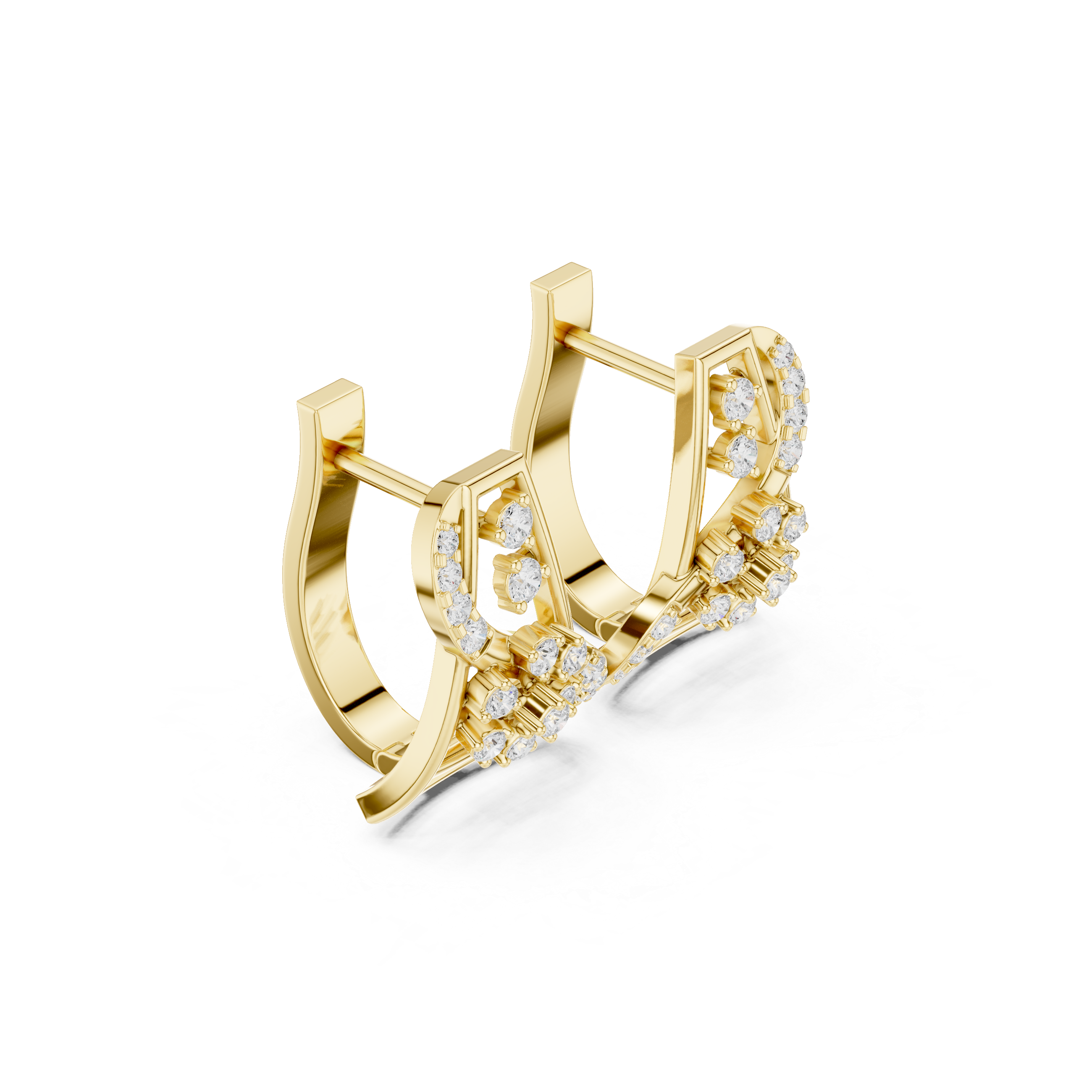 Spire Framework Diamond Hoop Earrings in Yellow Gold - VYKA Diamonds