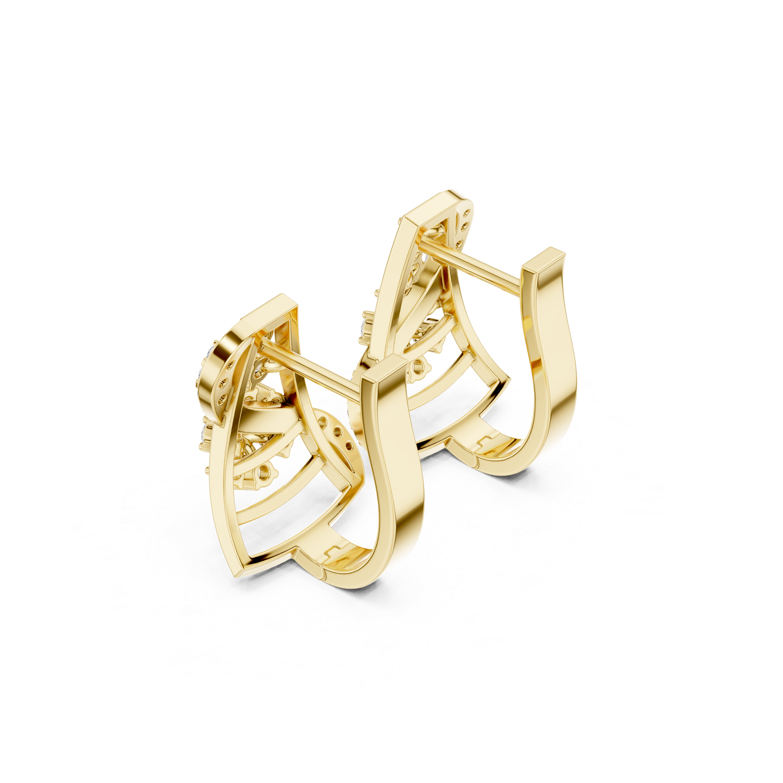 Spire Framework Diamond Hoop Earrings in Yellow Gold - VYKA Diamonds