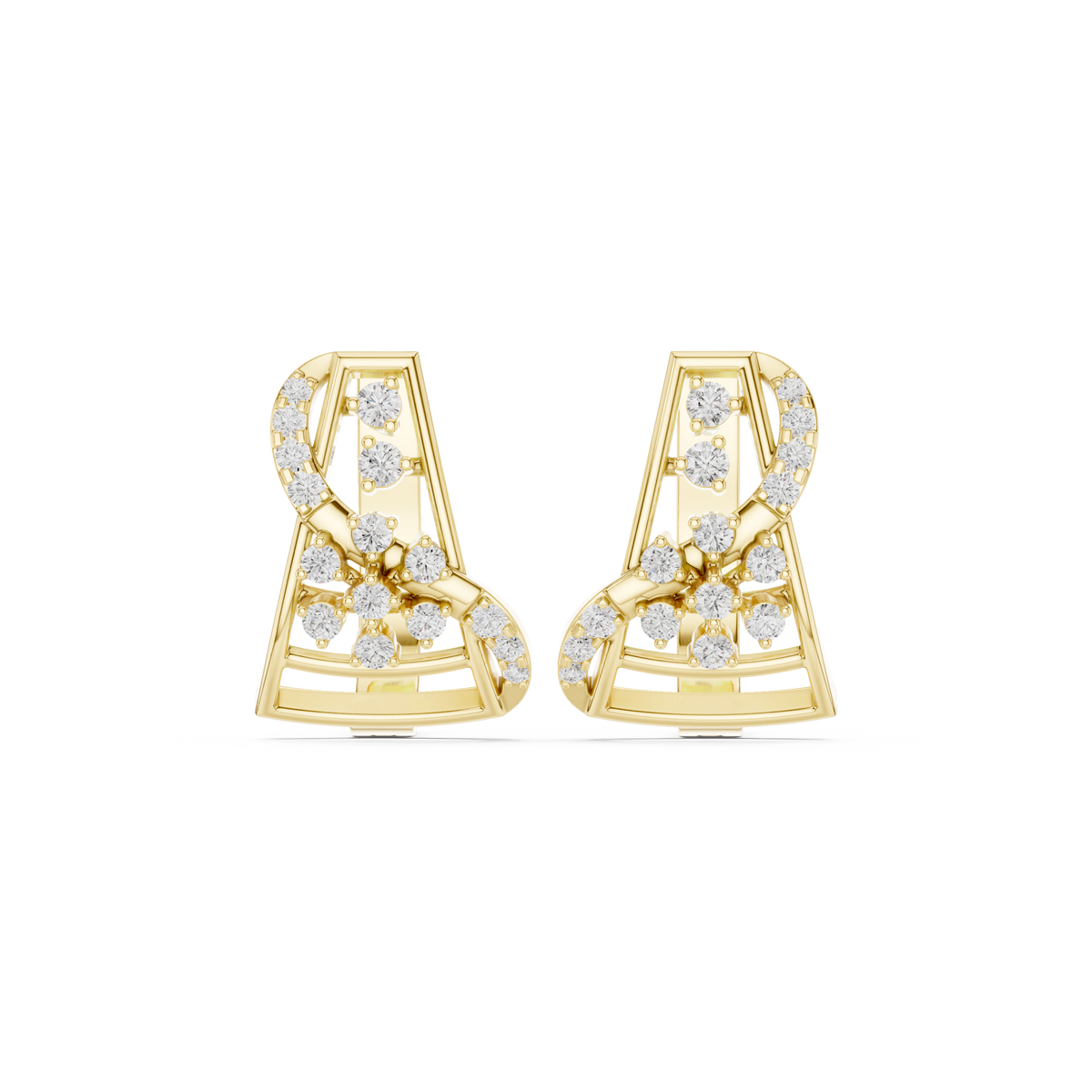 Spire Framework Diamond Hoop Earrings